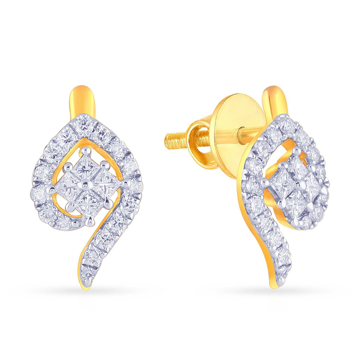Mine Diamond Studded Gold Studs Earring ERPDGEN11801
