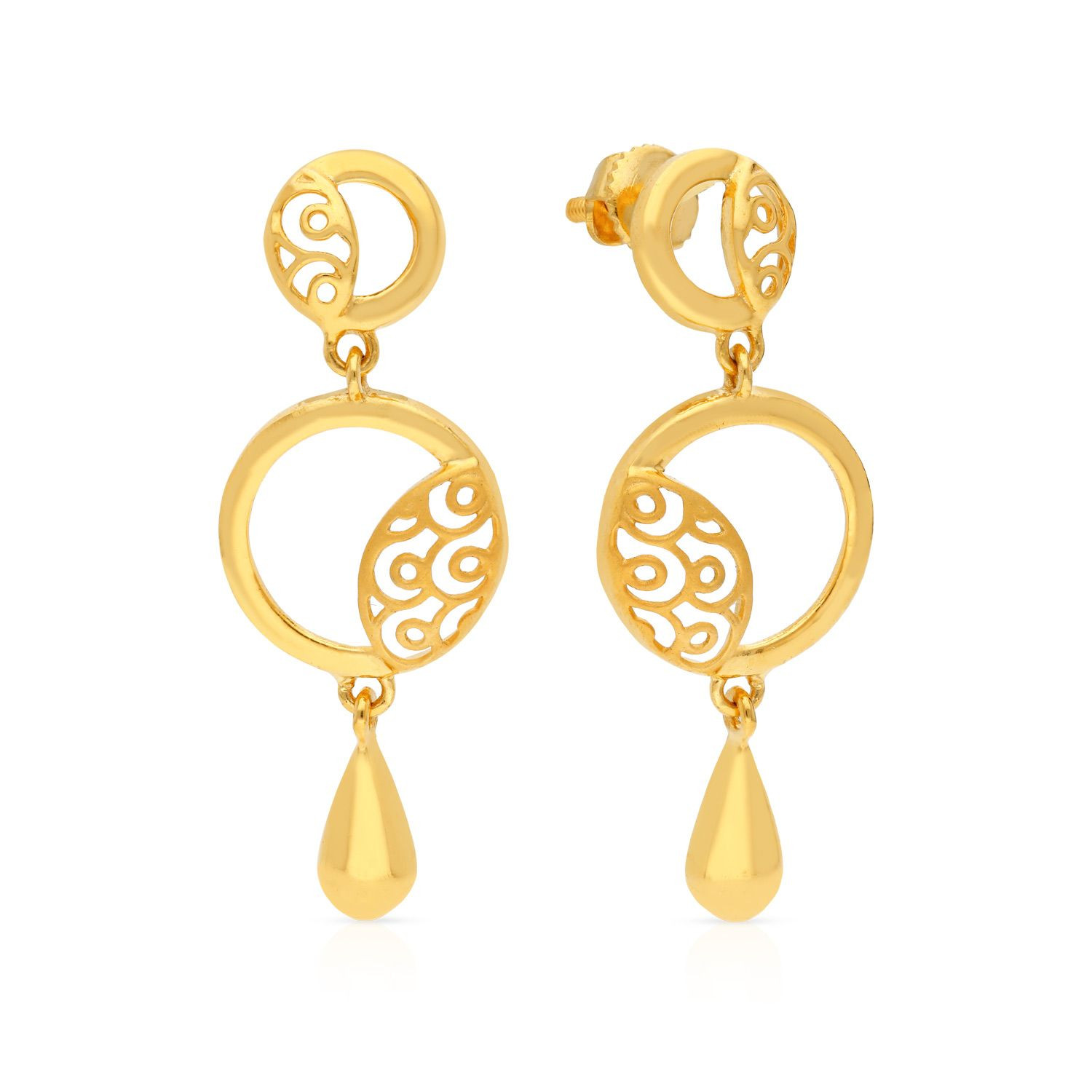 Malabar 22 KT Gold Studded Dangle Earring ERSK2012A