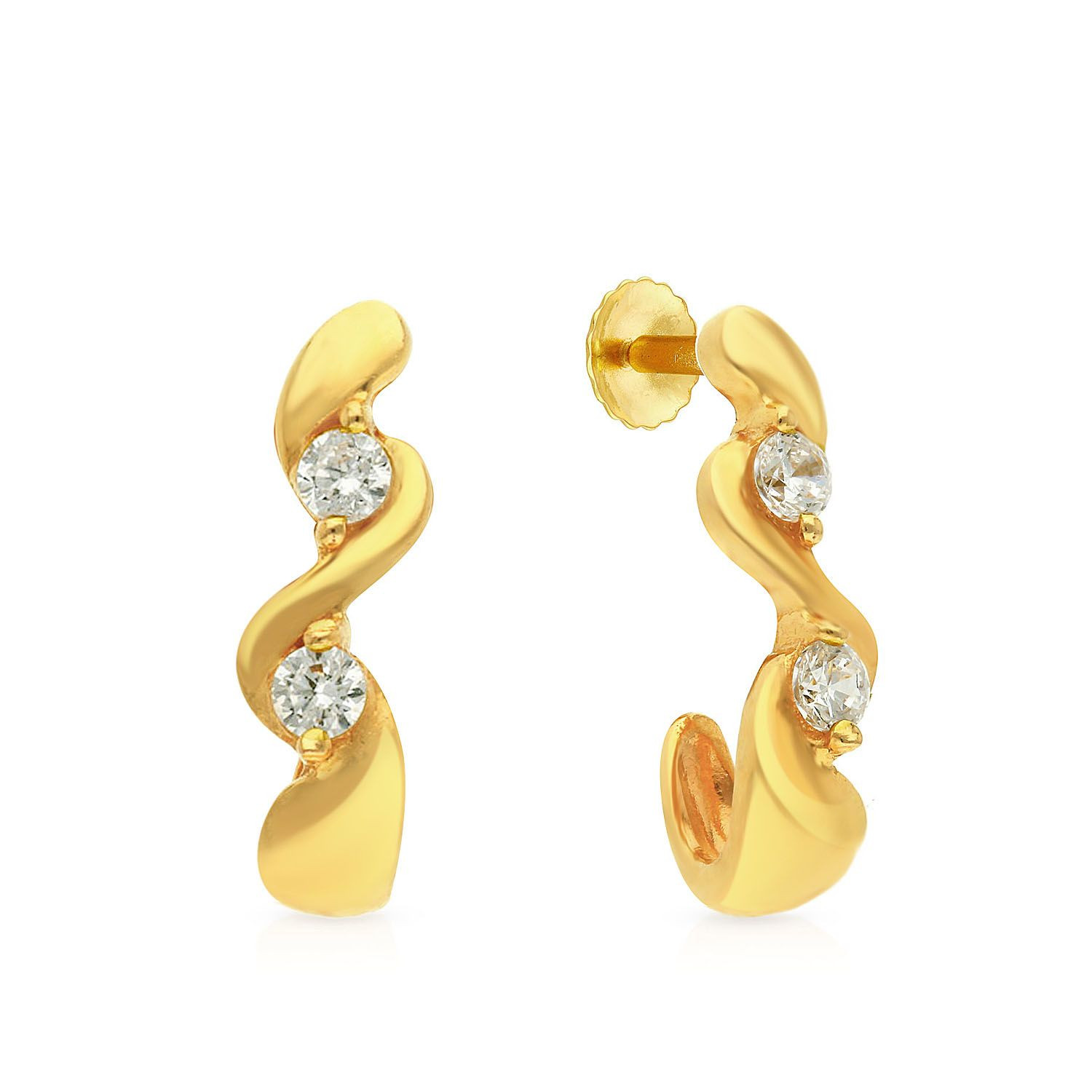 Malabar 22 KT Gold Studded Drops Earring ERSK2133B