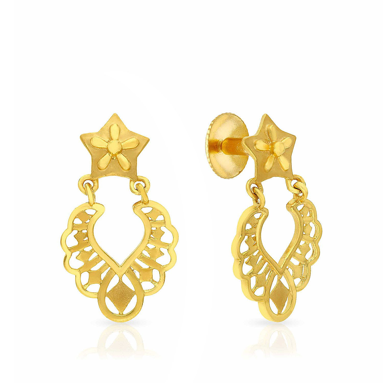 Malabar 22 KT Gold Studded Chandbali Earring ERSK2392A
