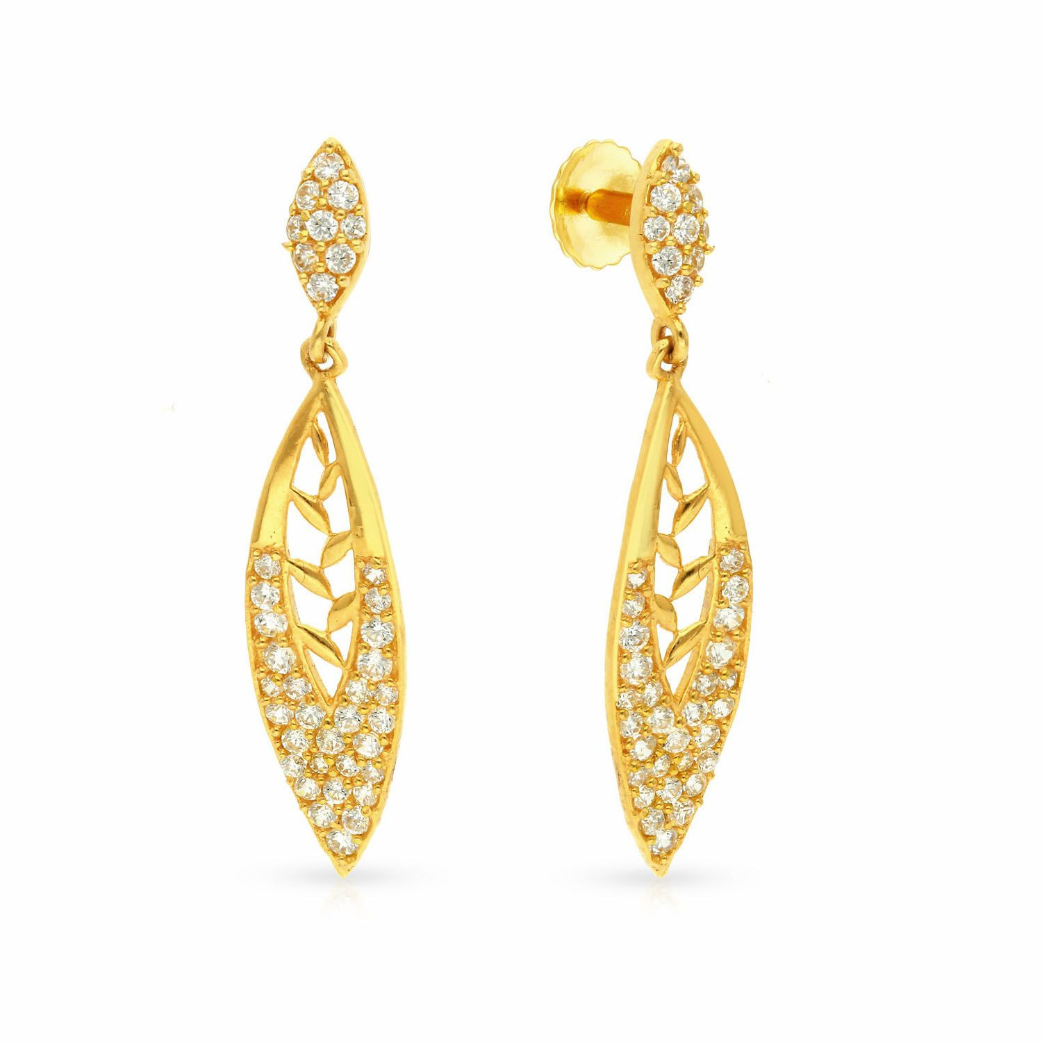 Malabar 22 KT Gold Studded Dangle Earring ERSK3682B