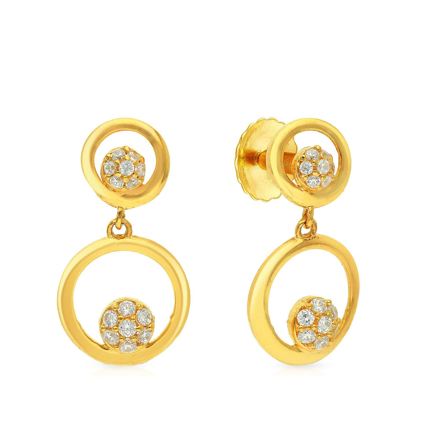 Malabar 22 KT Gold Studded Drops Earring ERSK5371B