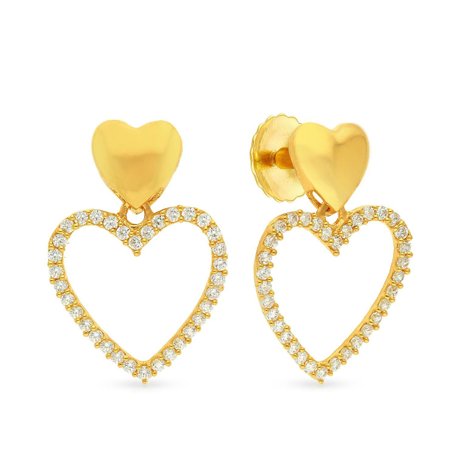 Malabar 22 KT Gold Studded Drops Earring ERSK7465B