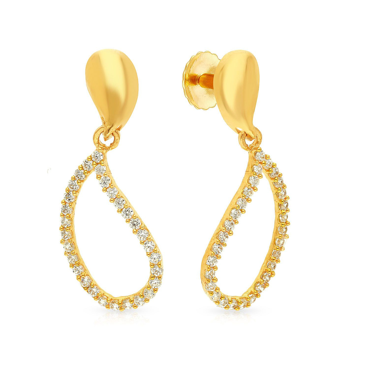 Malabar 22 KT Gold Studded Drops Earring ERSK7559B