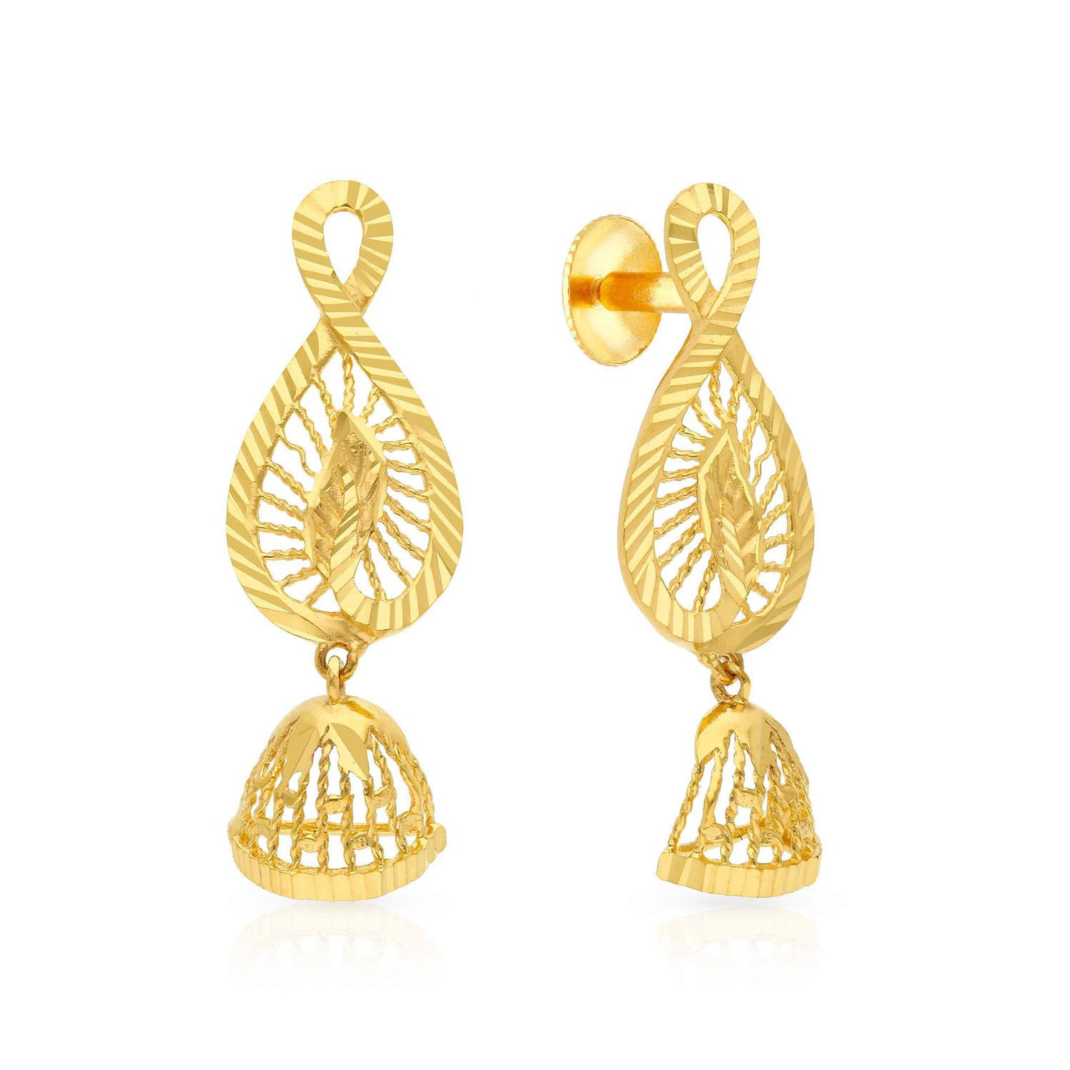 Malabar 22 KT Gold Studded Drops Earring ERSKNS170A