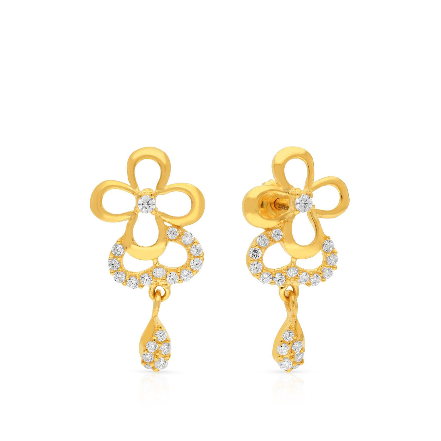 Malabar 22 KT Gold Studded Drops Earring ERSKSNP3535