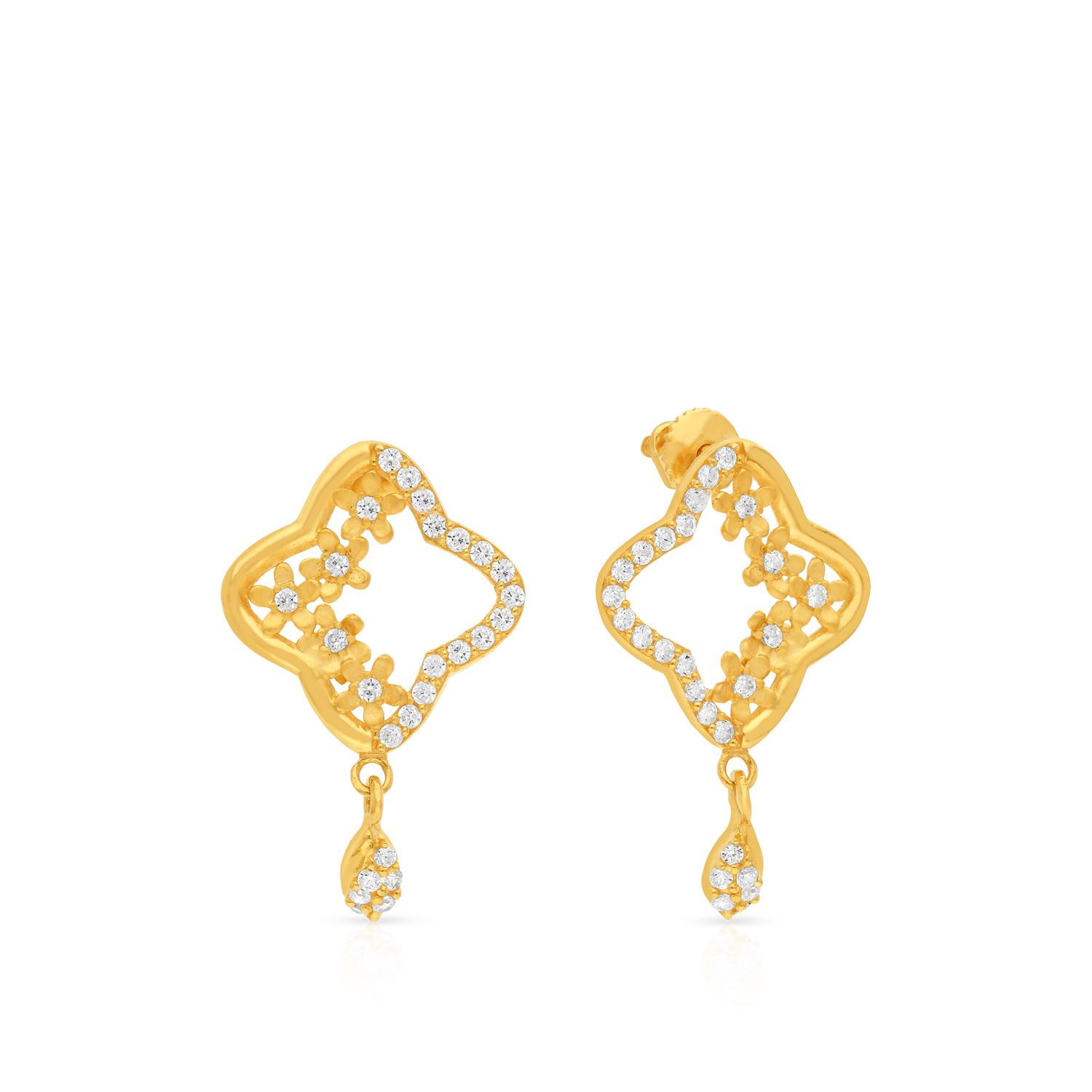 Malabar 22 KT Gold Studded Drops Earring ERSKSNP4278