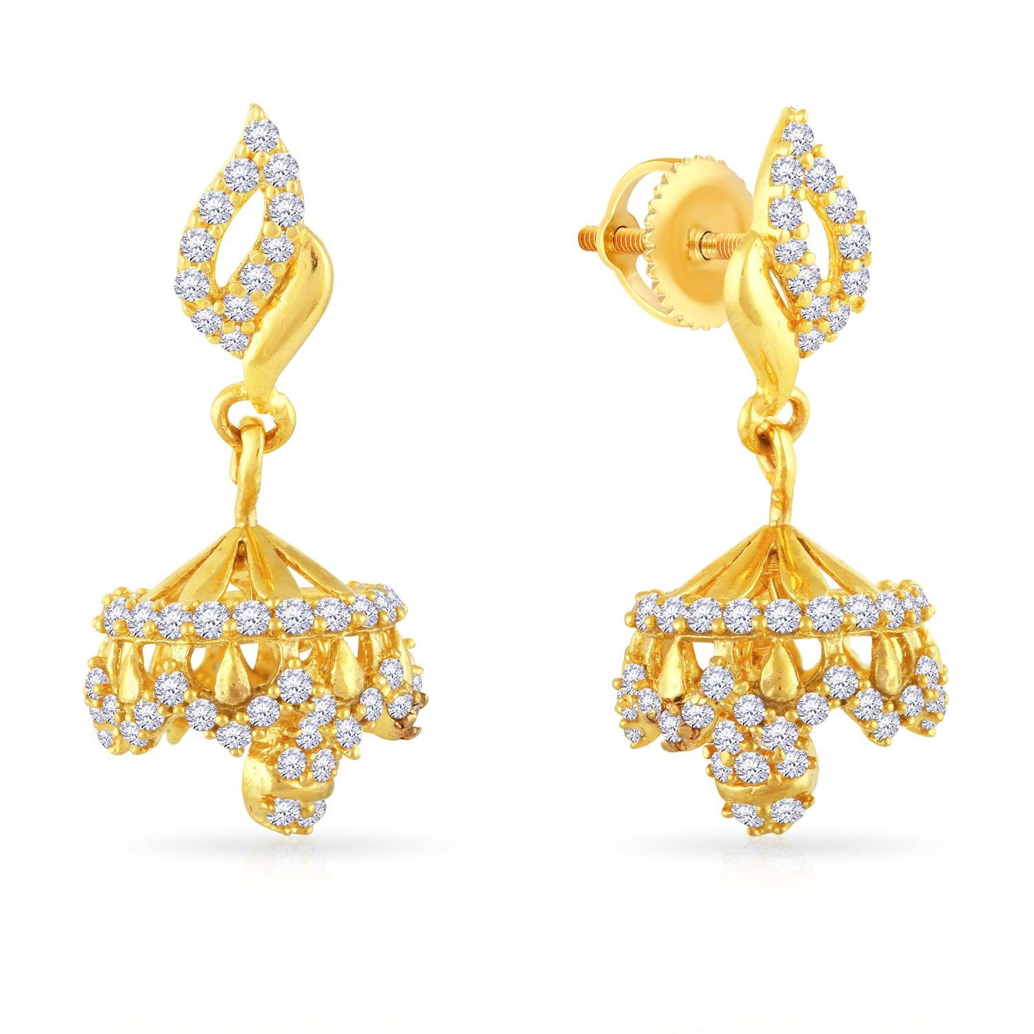 Malabar 22 KT Gold Studded Jhumki Earring ERSKYDZ081