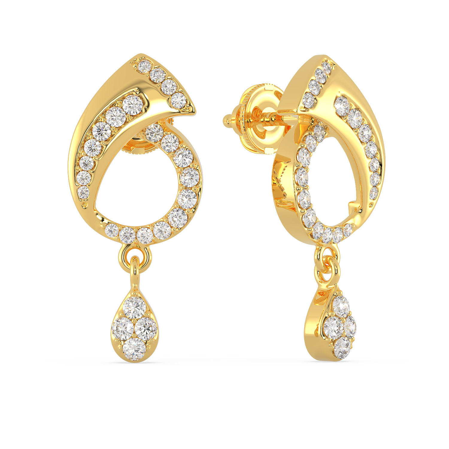Malabar 22 KT Gold Studded Drops Earring ERSKYDZ104