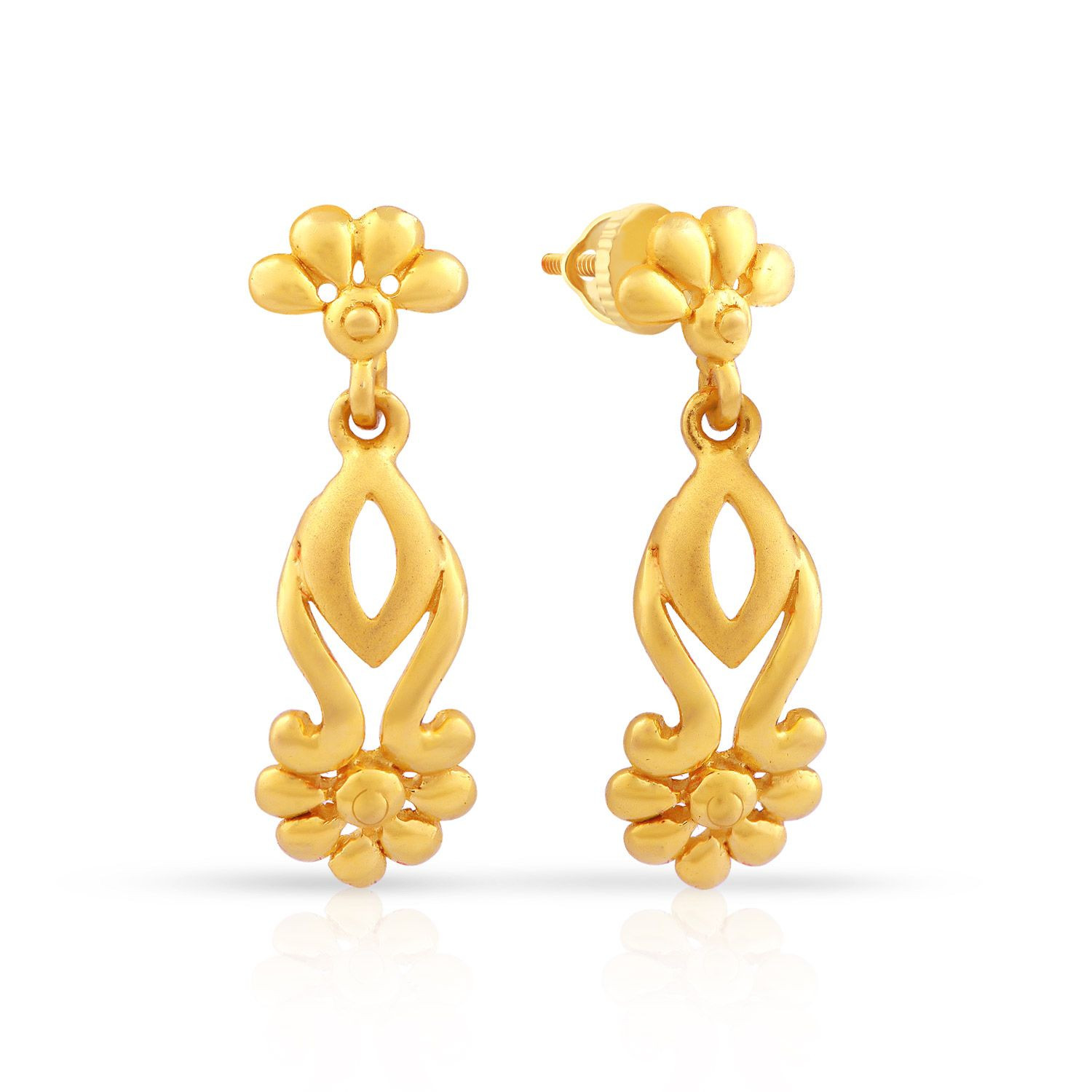 Malabar 22 KT Gold Studded Drops Earring ERSKYNO054