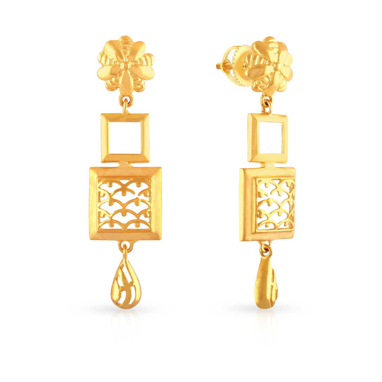 Malabar 22 KT Gold Studded Dangle Earring ERSKYNO742