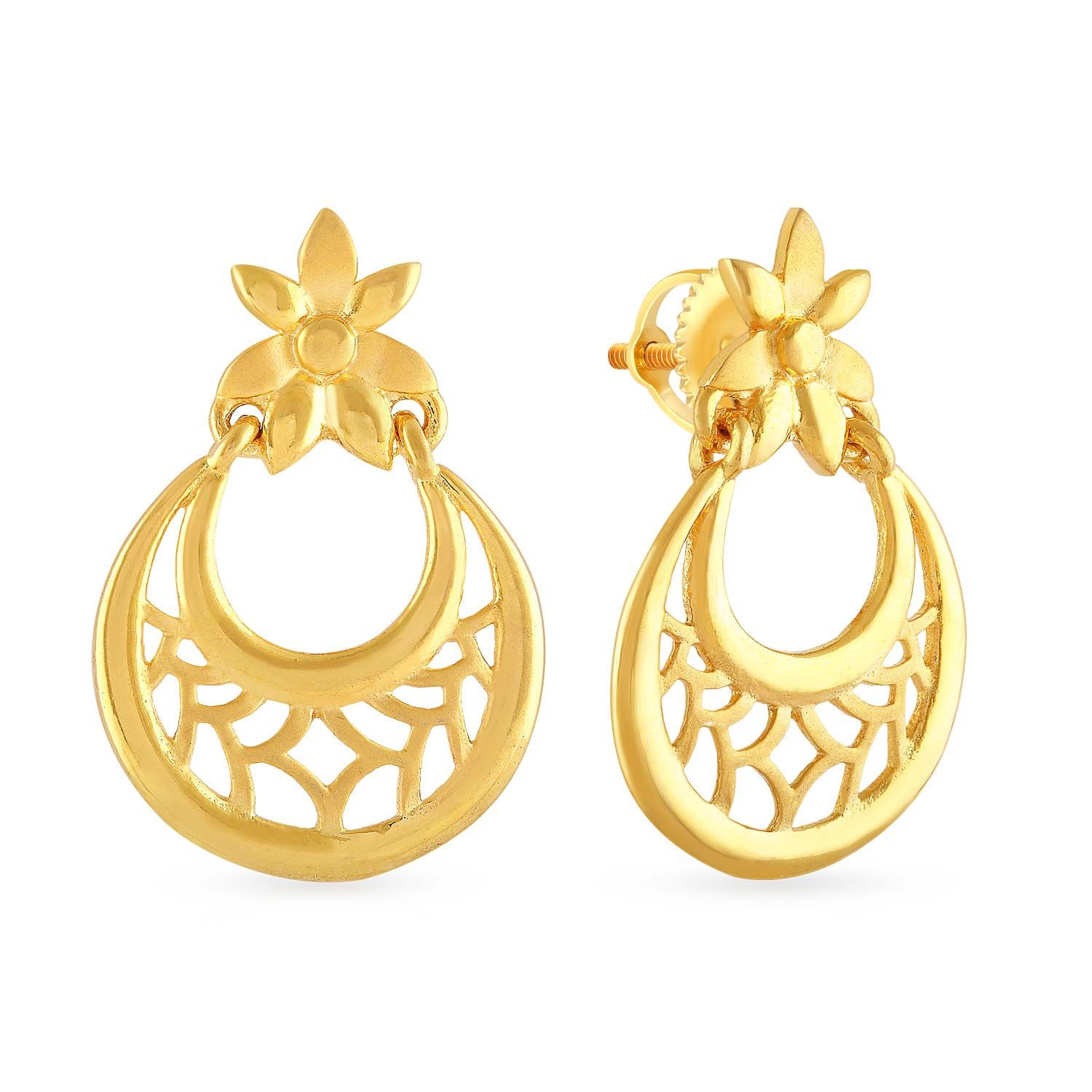 Malabar 22 KT Gold Studded Chandbali Earring ERSKYNO920
