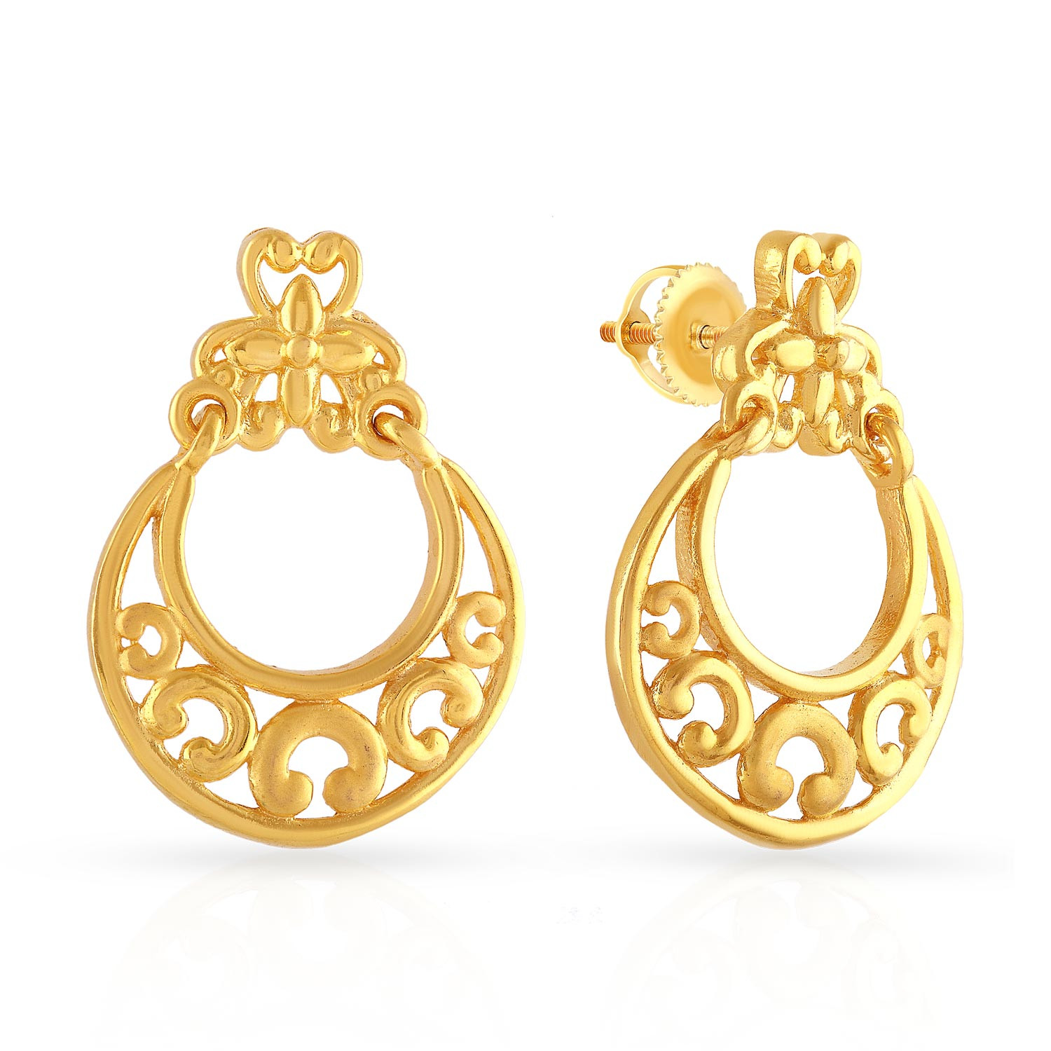 Malabar 22 KT Gold Studded Chandbali Earring ERSKYNO929