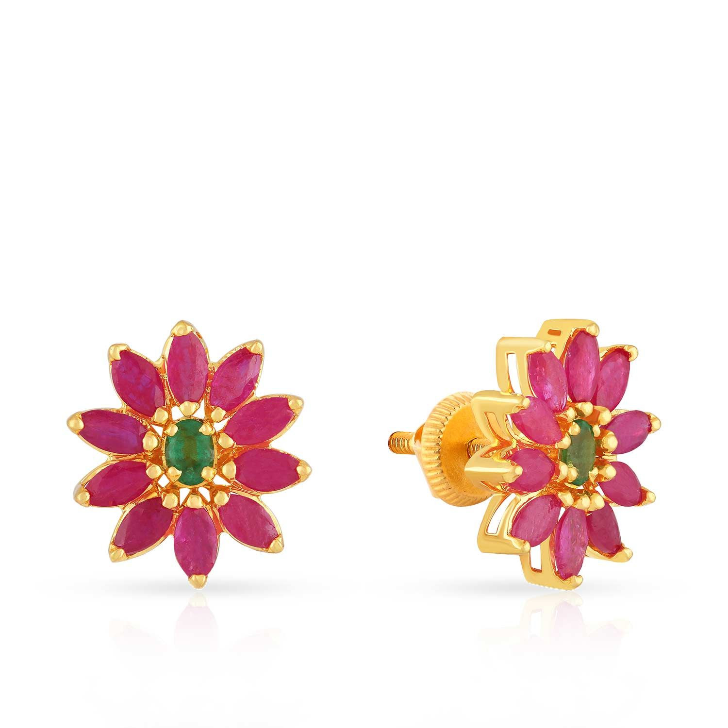 Precia Gemstone Studded Studs Gold Earring ERSNGGM017