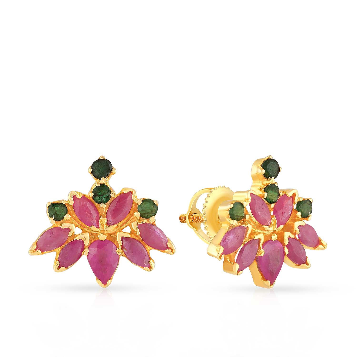 Precia Gemstone Studded Studs Gold Earring ERSNGGM037