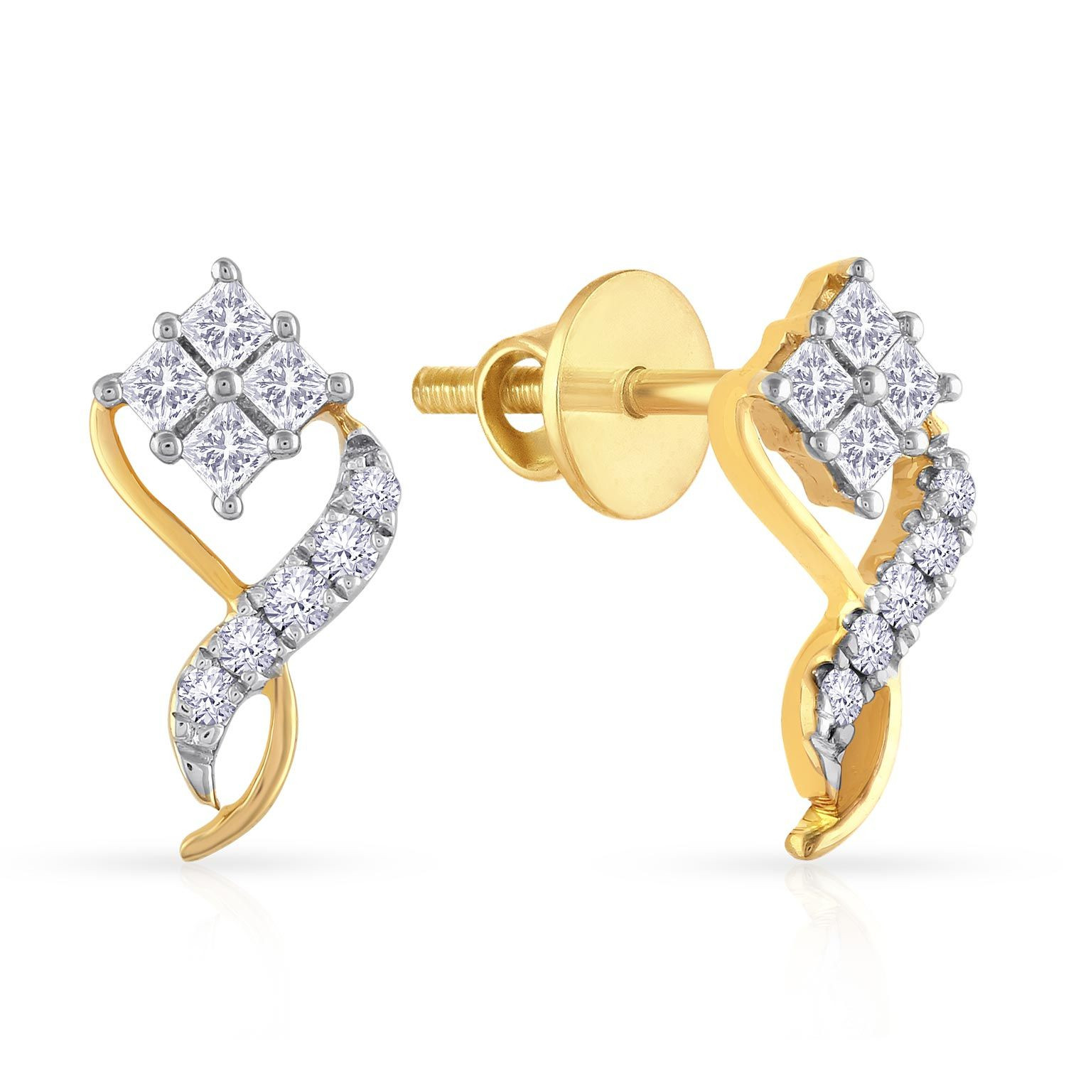 Mine Diamond Studded Gold Studs Earring ERTMGEN10629