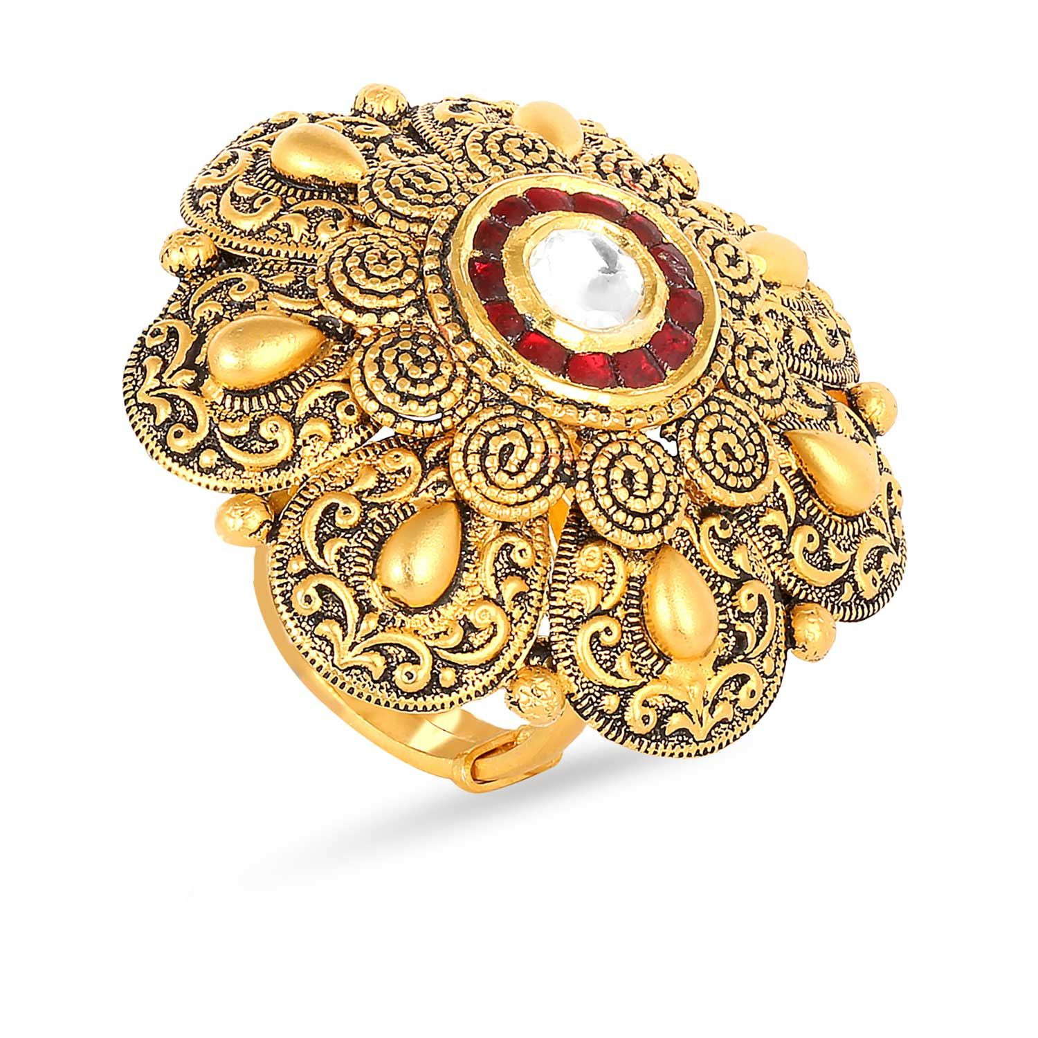 Gujarati Bride Ethnix Gold Ring FRGEANKDBRA057