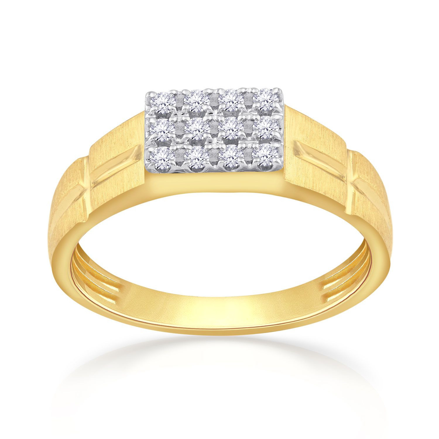 Mine Diamond Studded Gold Casual Ring FRGEN10322