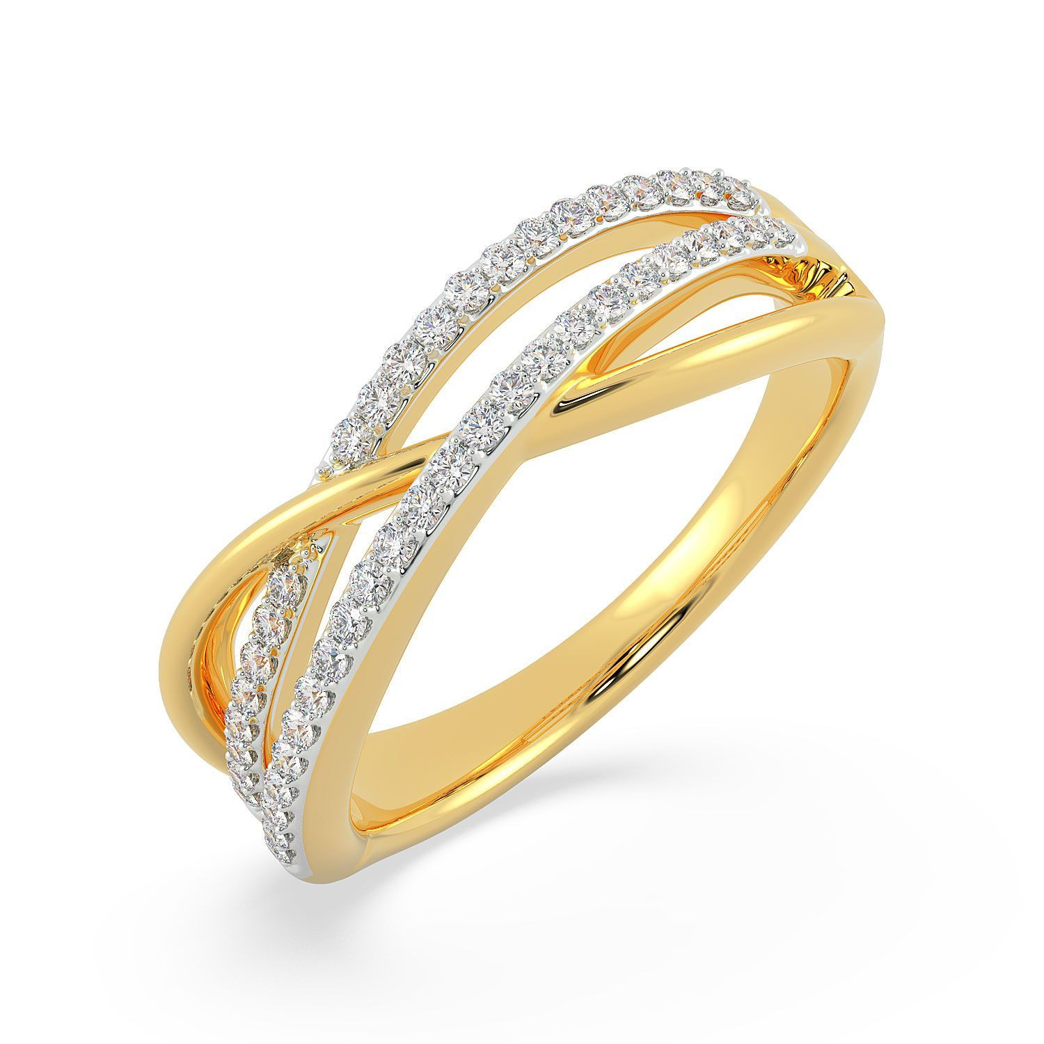 Mine Diamond Studded Gold Casual Ring FRGEN10612