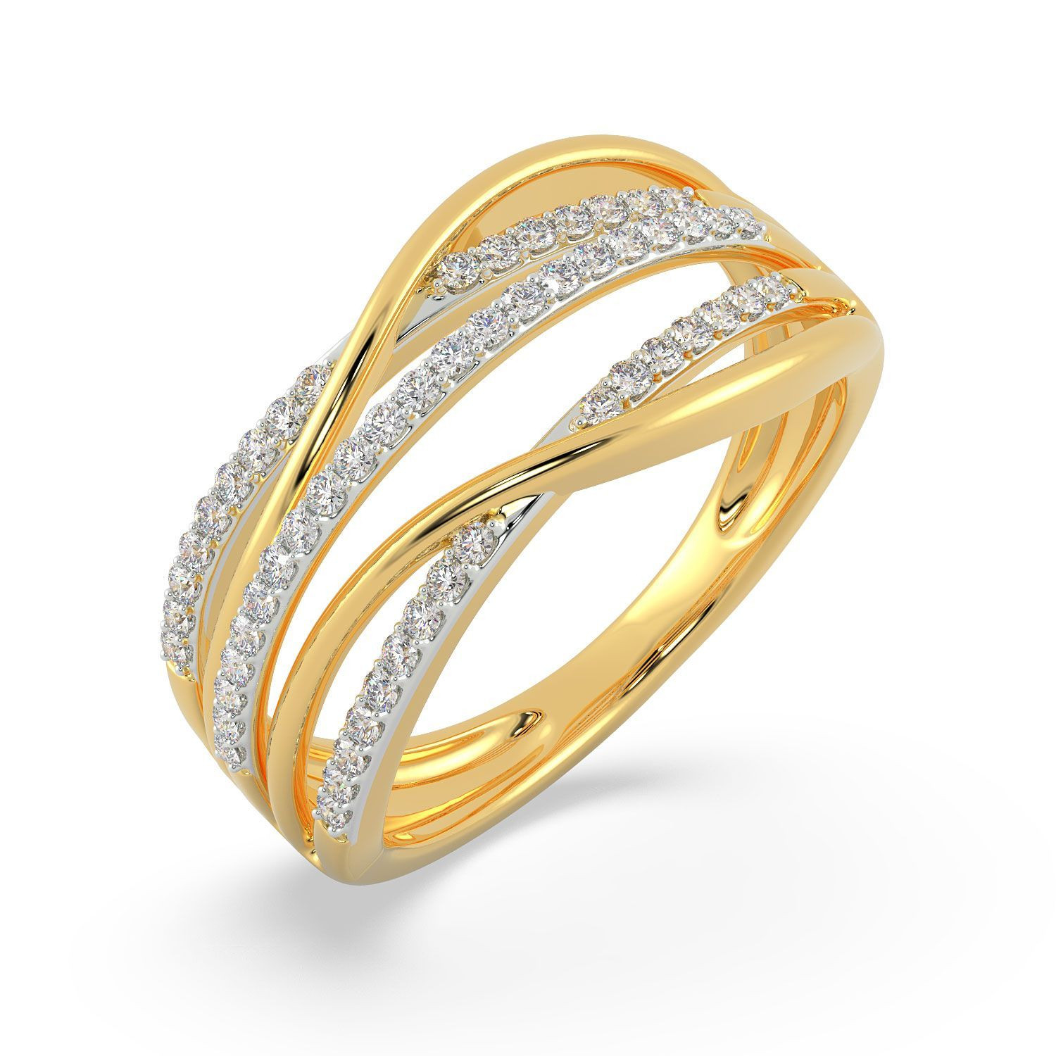 Mine Diamond Studded Gold Casual Ring FRGEN10615