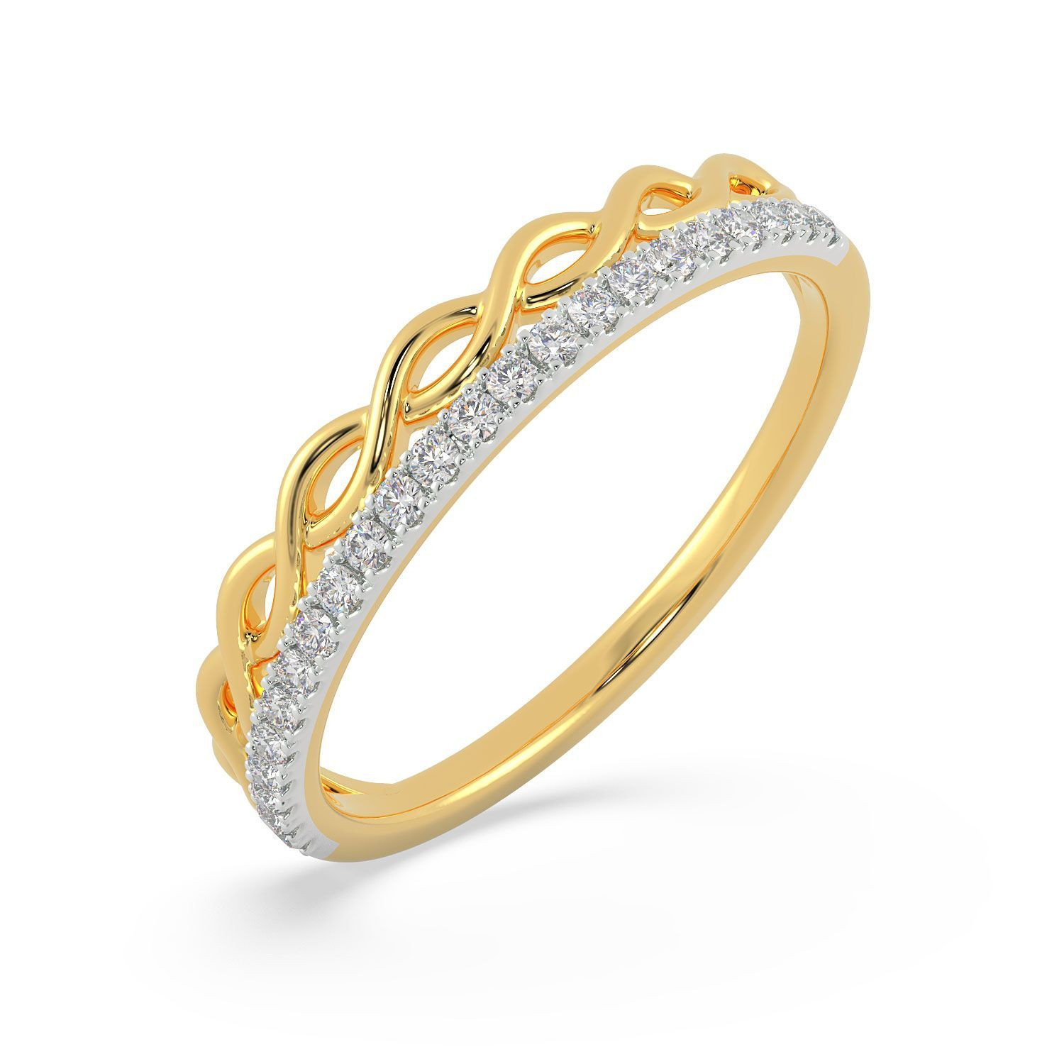 Mine Diamond Studded Gold Casual Ring FRGEN11032
