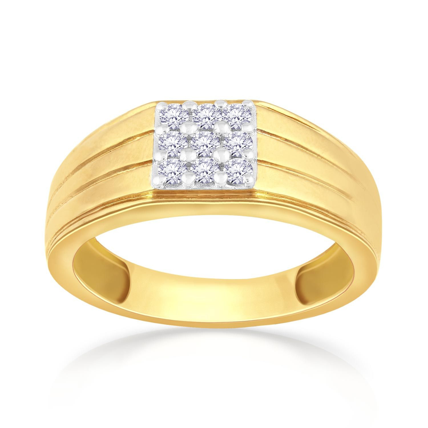 Mine Diamond Studded Gold Casual Ring FRGEN12196