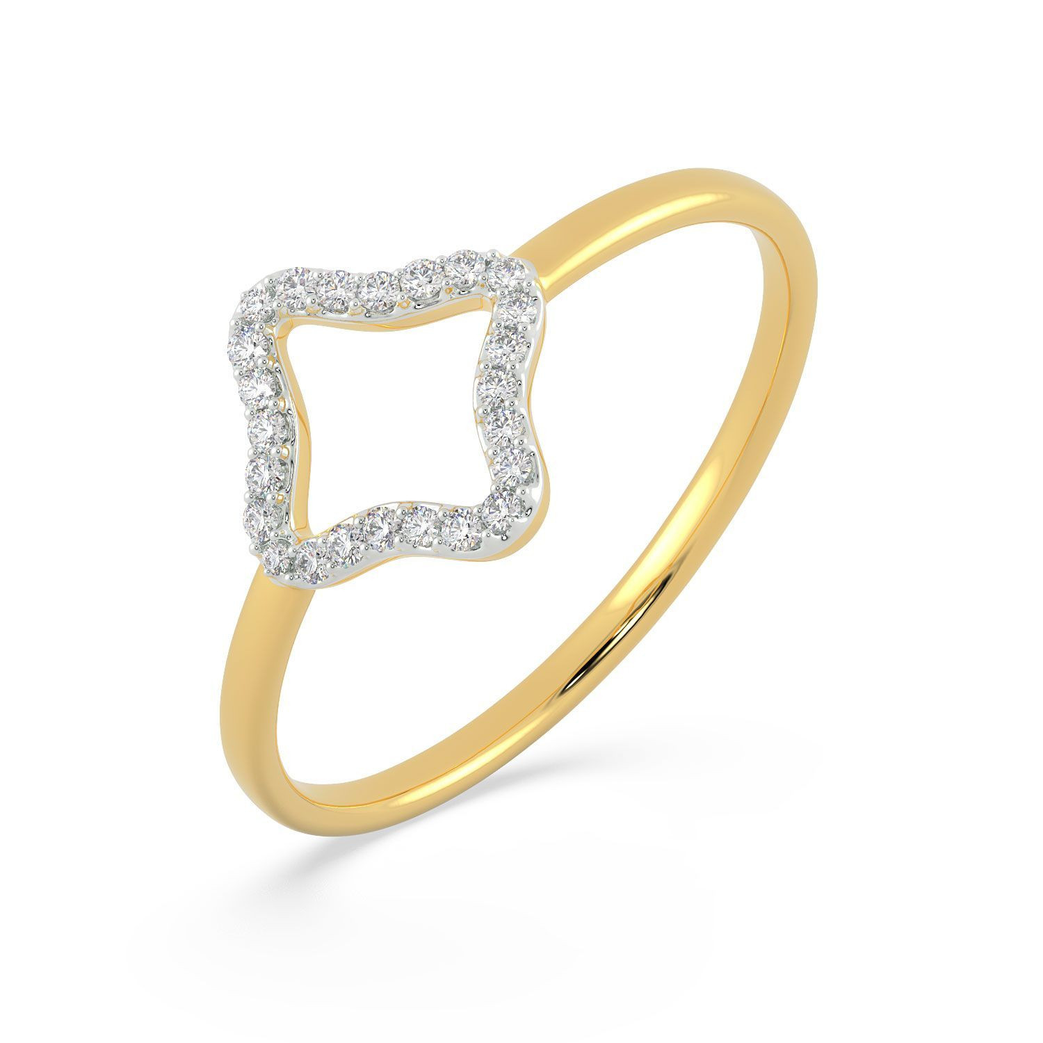 Mine Diamond Studded Gold Casual Ring FRGEN13181