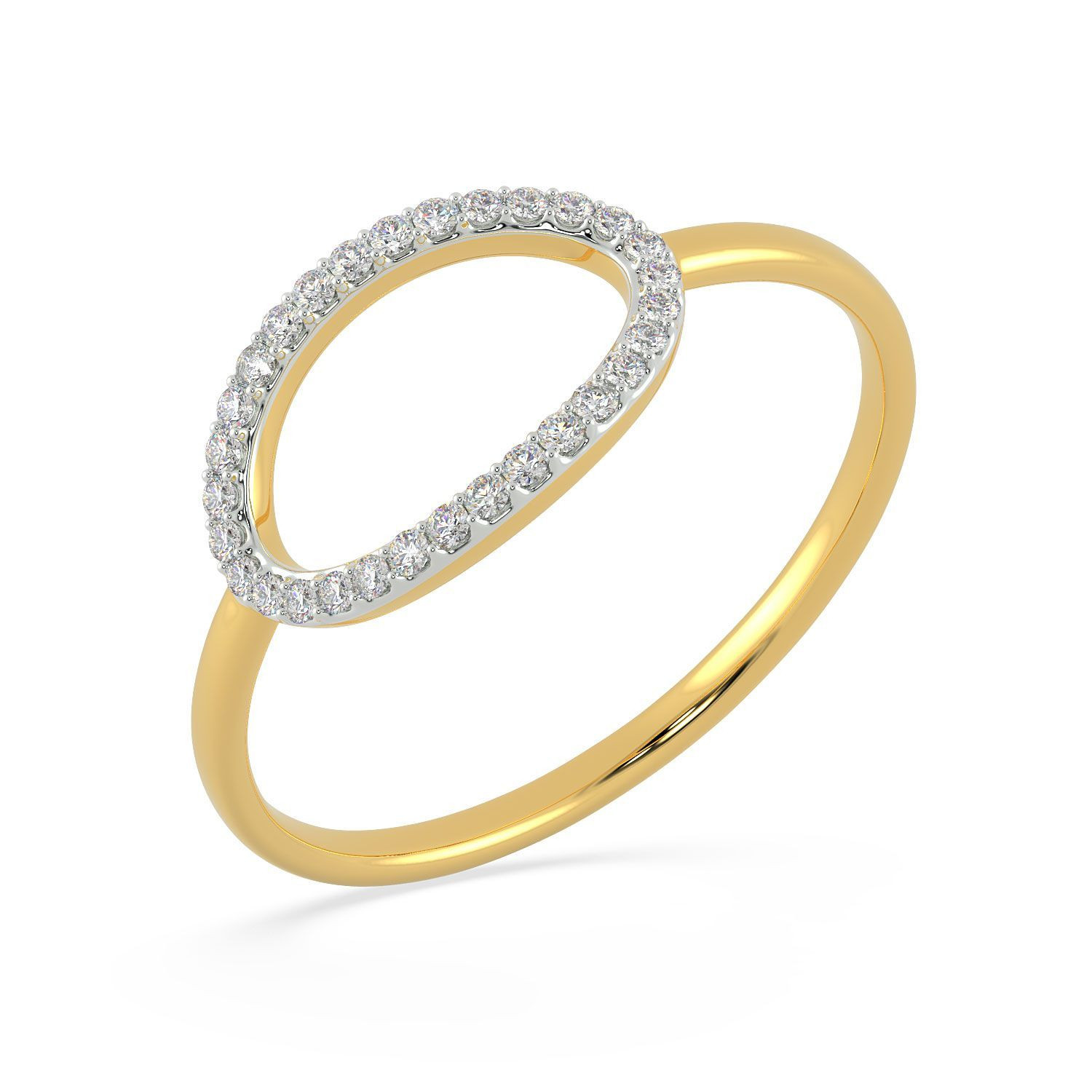 Mine Diamond Studded Gold Casual Ring FRGEN13190