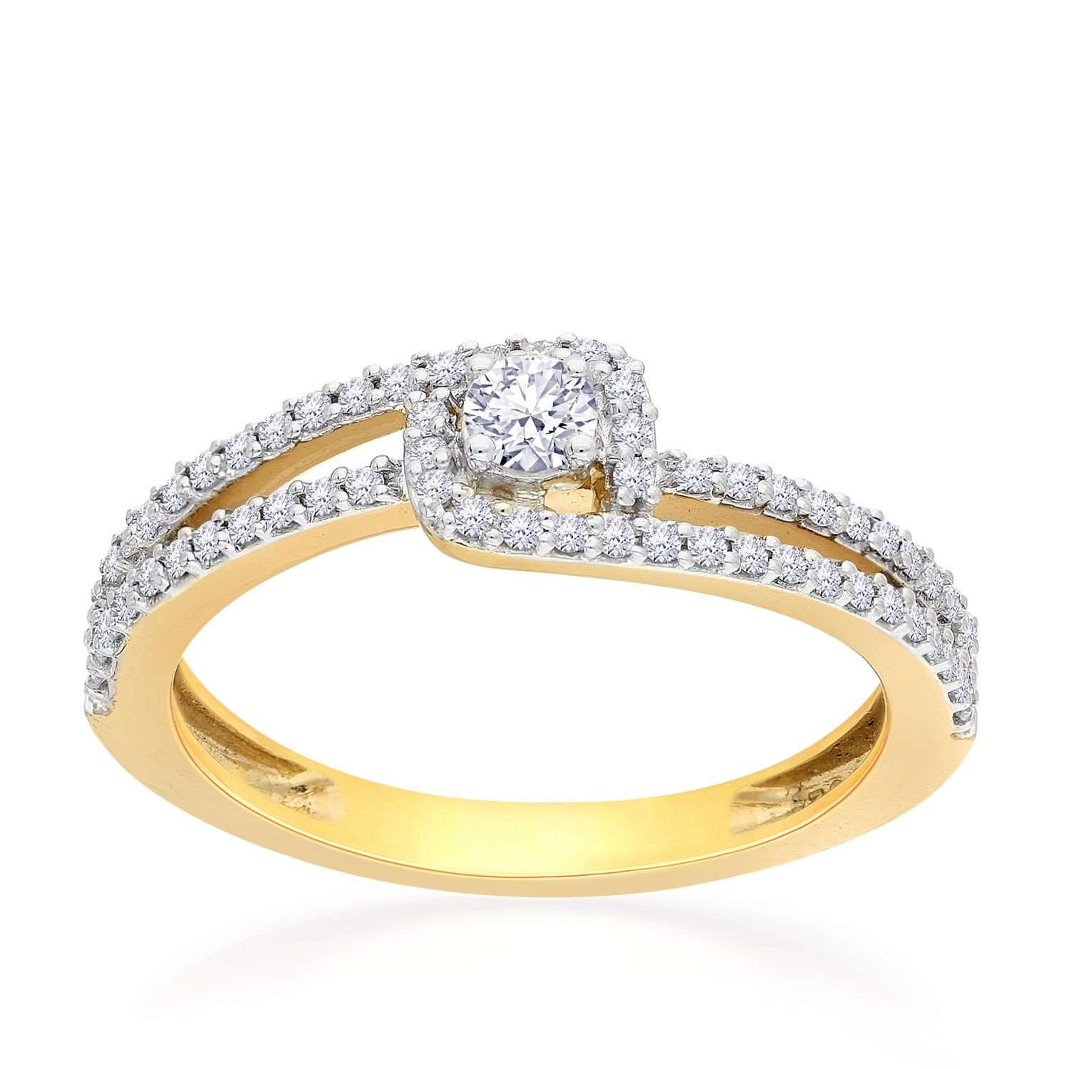 Mine Diamond Studded Gold Casual Ring FRGEN13361