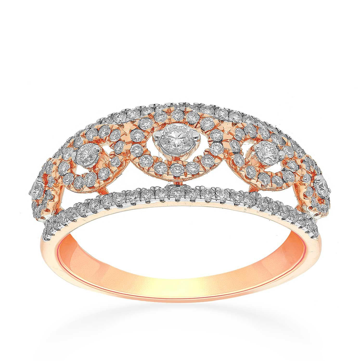 Mine Diamond Studded Gold Casual Ring FRGEN13674