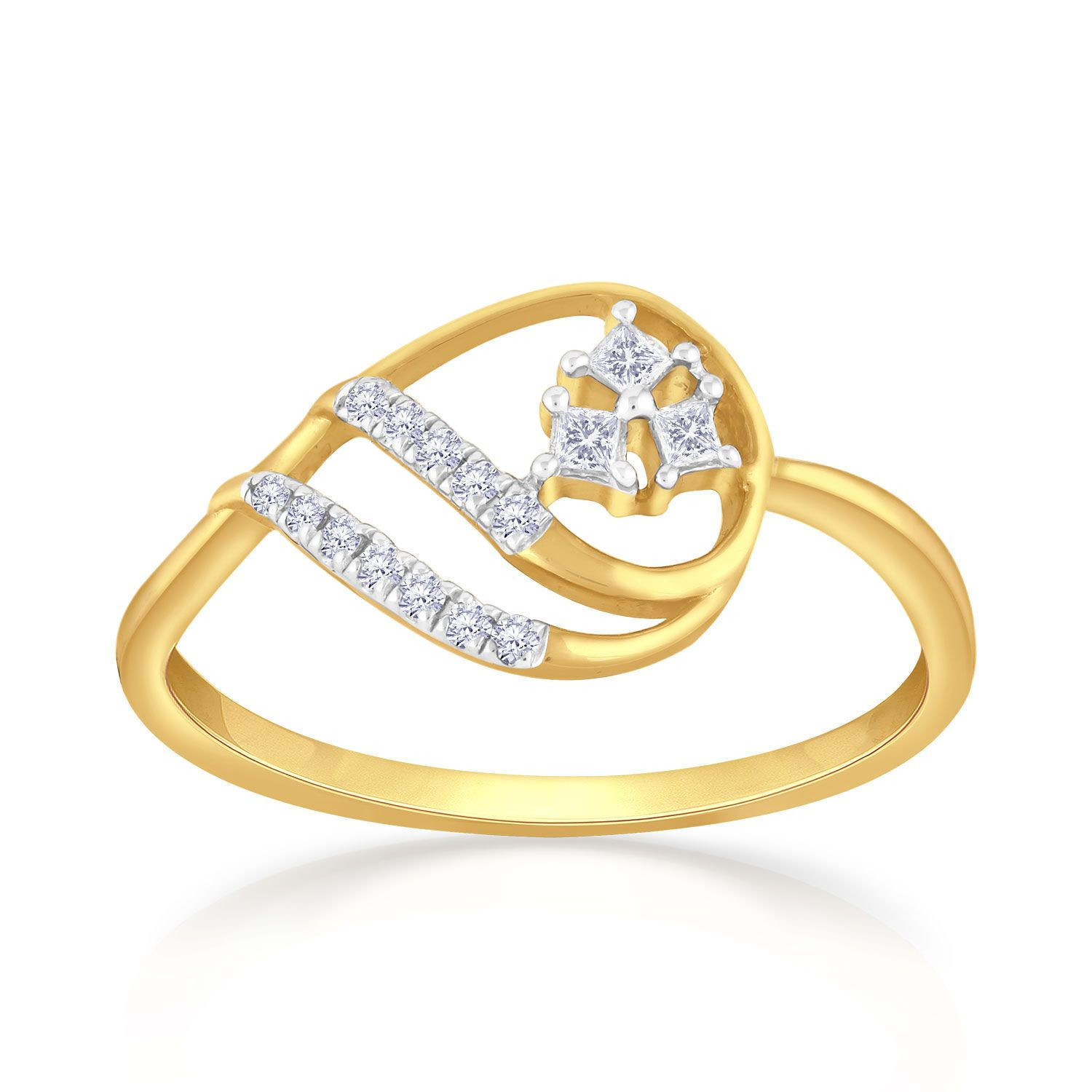 Mine Diamond Studded Gold Casual Ring FRGEN14577