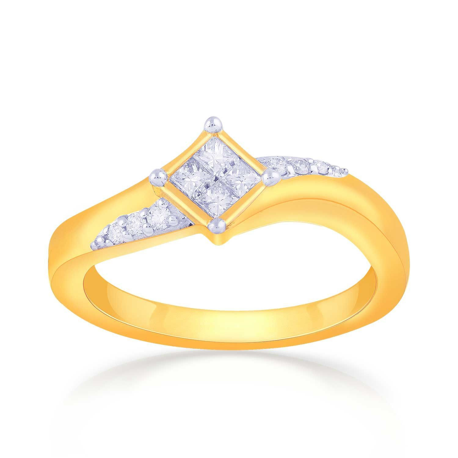 Mine Diamond Studded Gold Casual Ring FRGEN14592