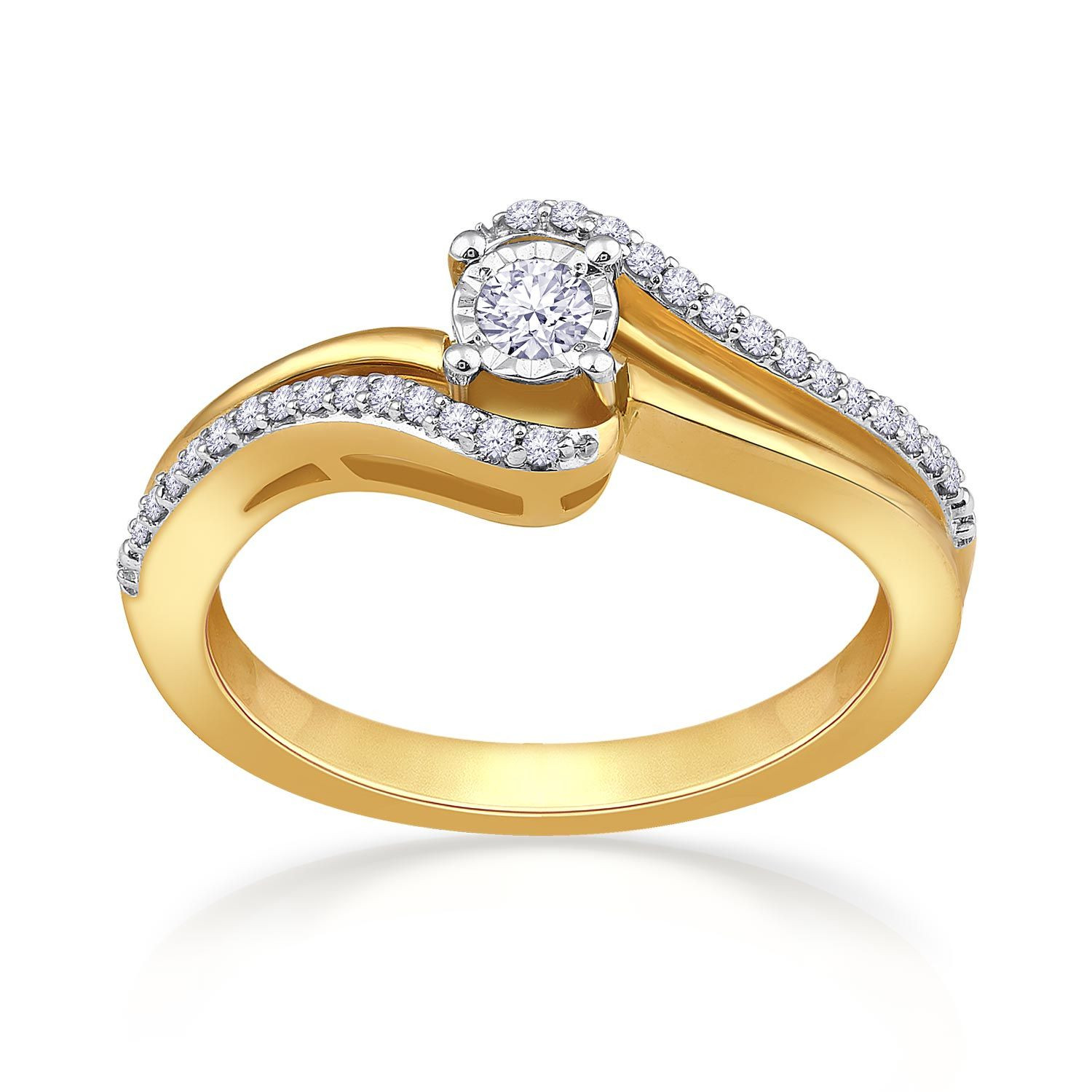 Mine Diamond Studded Gold Casual Ring FRGEN14630