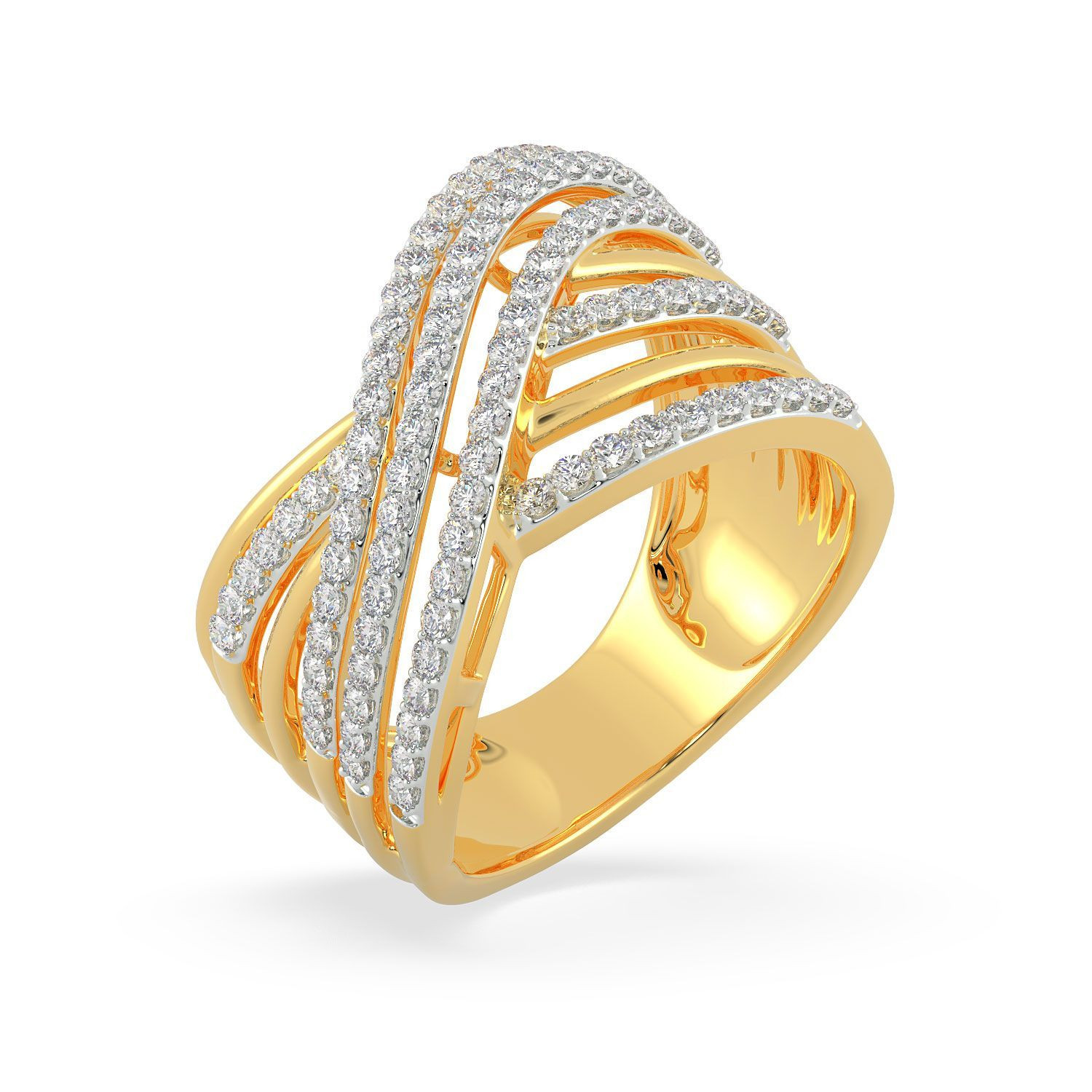 Mine Diamond Studded Gold Broad Rings FRGEN14793