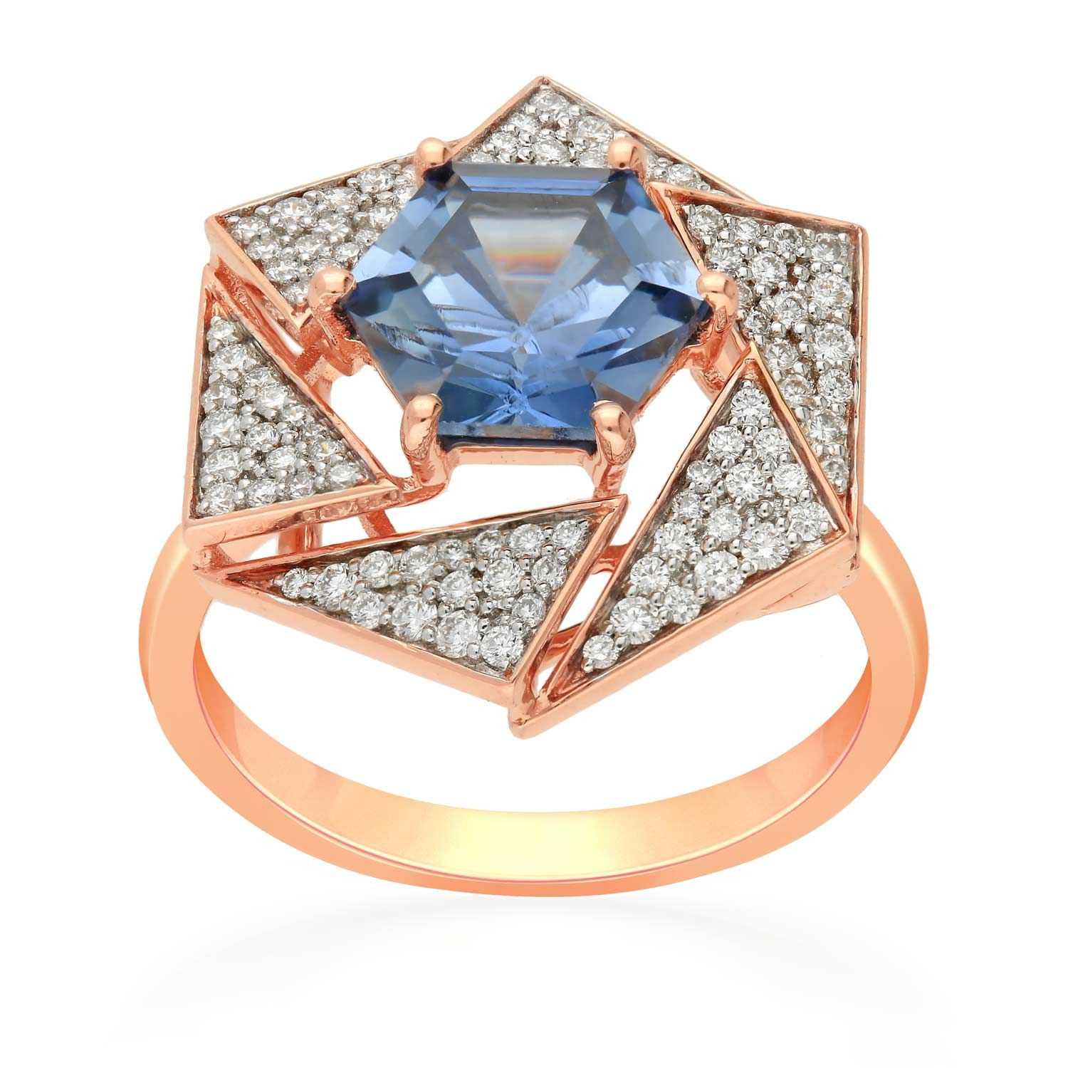 Mine Diamond Studded Gold Casual Ring FRGEN16889