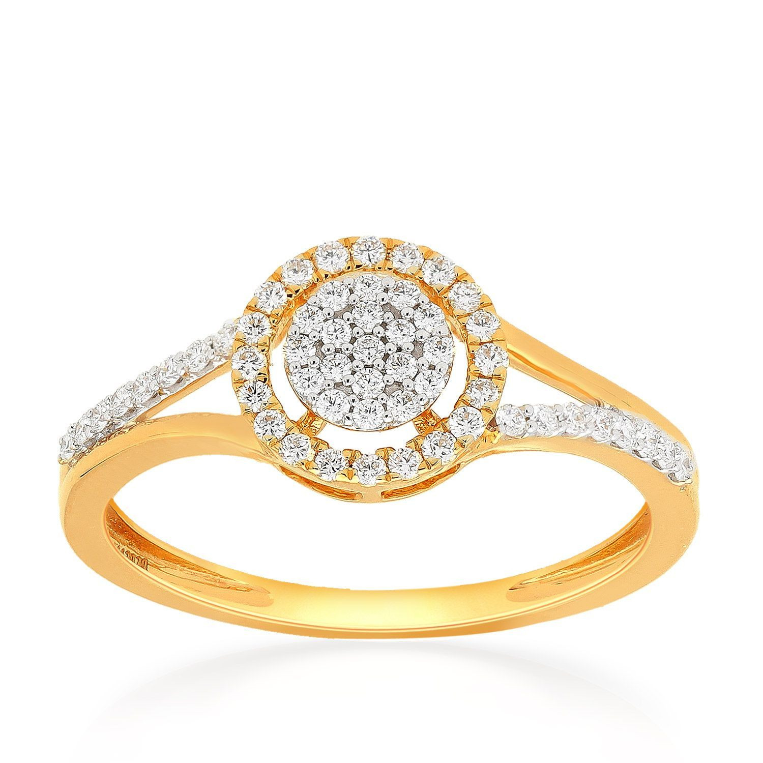 Mine Diamond Studded Gold Casual Ring FRHRM10192