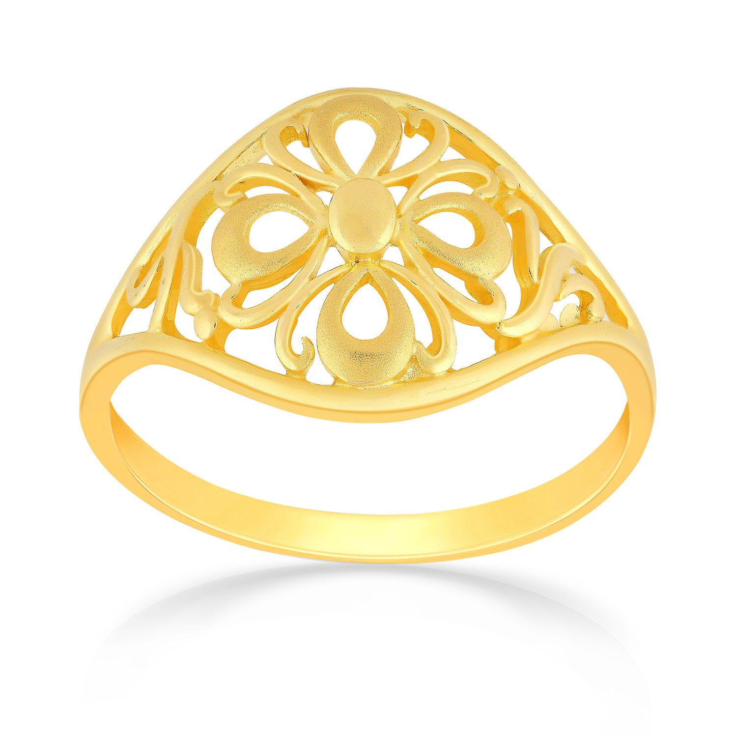Malabar 22 KT Gold Studded Broad Ring FRNOSKY551