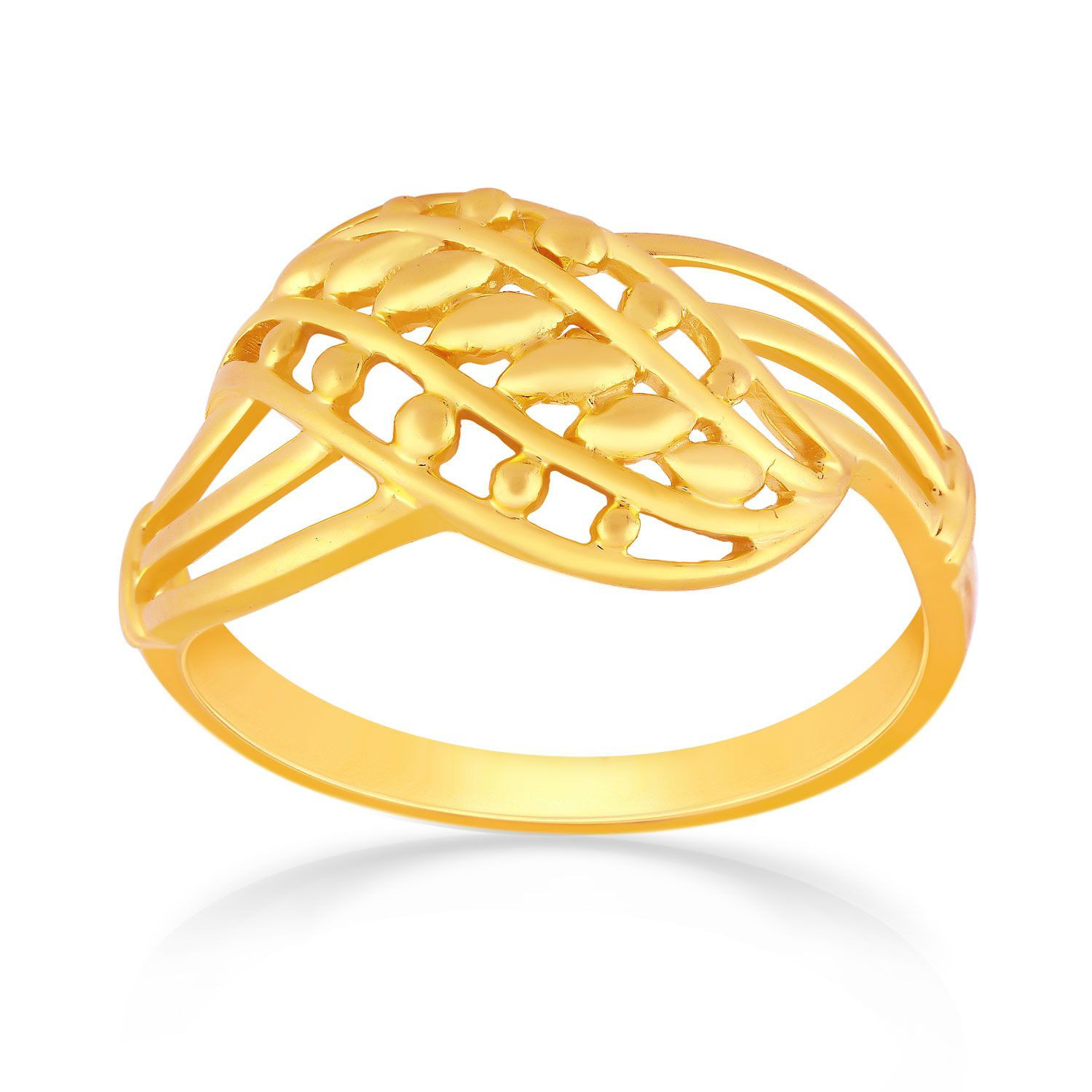 Malabar 22 KT Gold Studded Broad Ring FRNOSKY562
