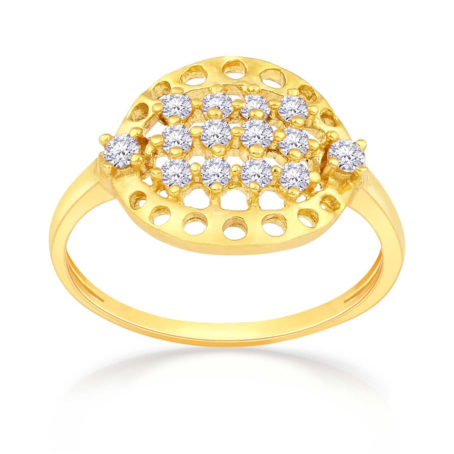 Malabar 22 KT Gold Studded Casual Ring FRSKYDZ088
