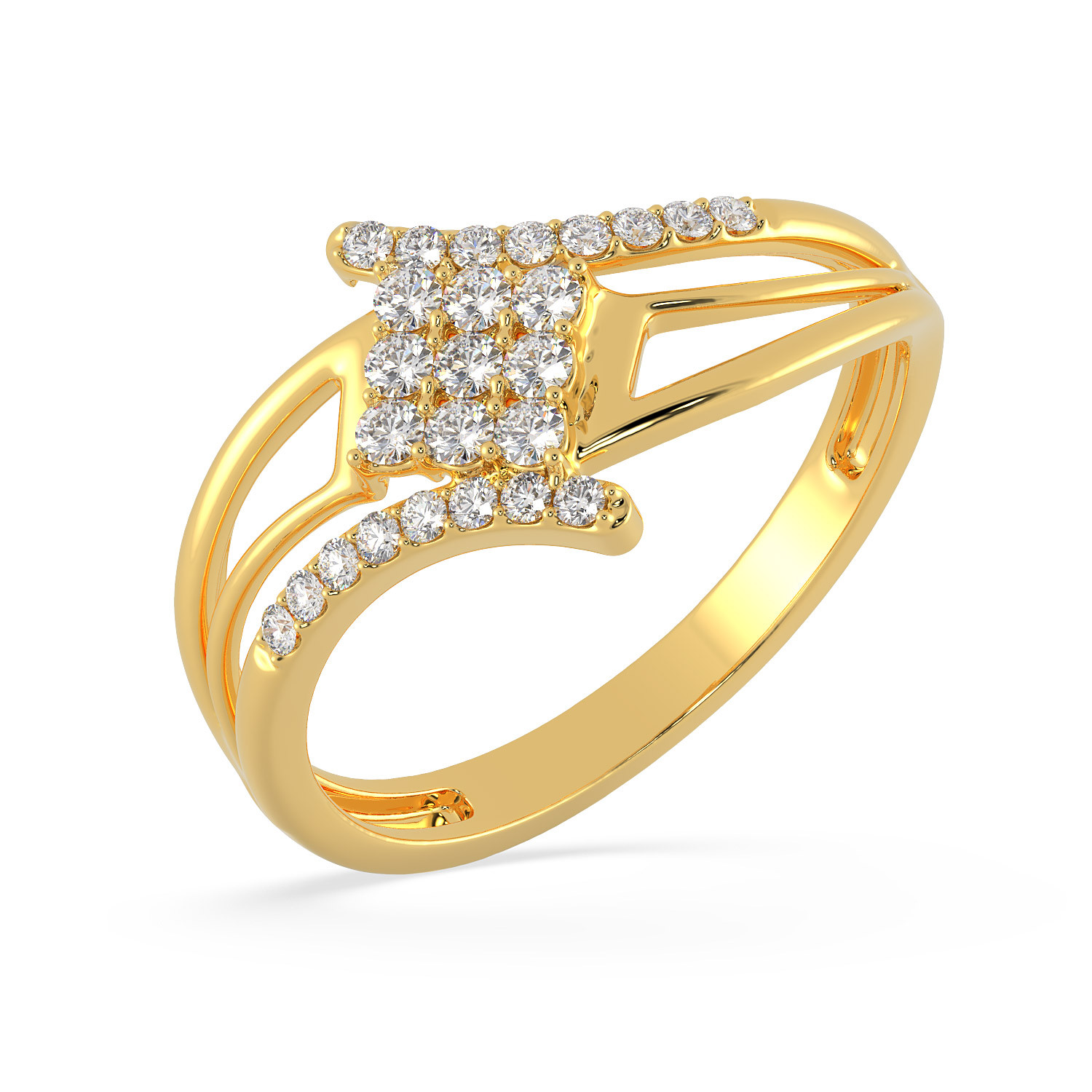 Malabar 22 KT Gold Studded Casual Ring FRSKYDZ093
