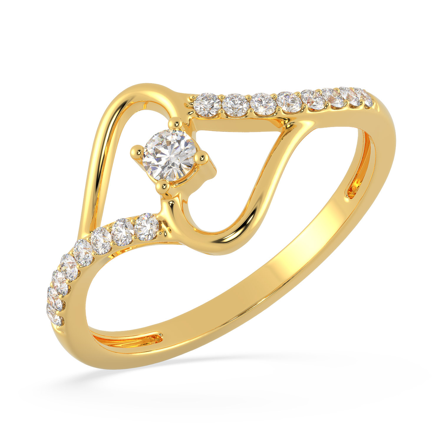 Malabar 22 KT Gold Studded Casual Ring FRSKYDZ119