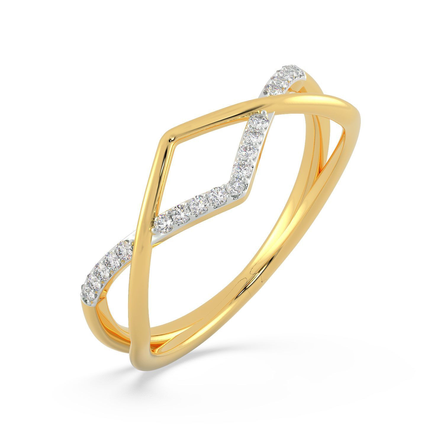 Mine Diamond Studded Gold Casual Ring FRTND10061