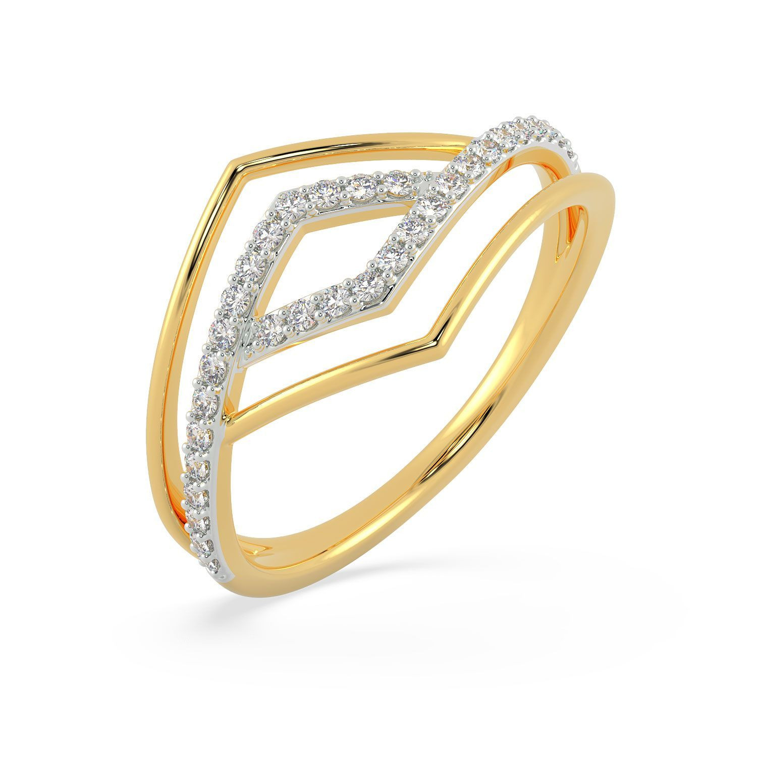 Mine Diamond Studded Gold Casual Ring FRTND10064