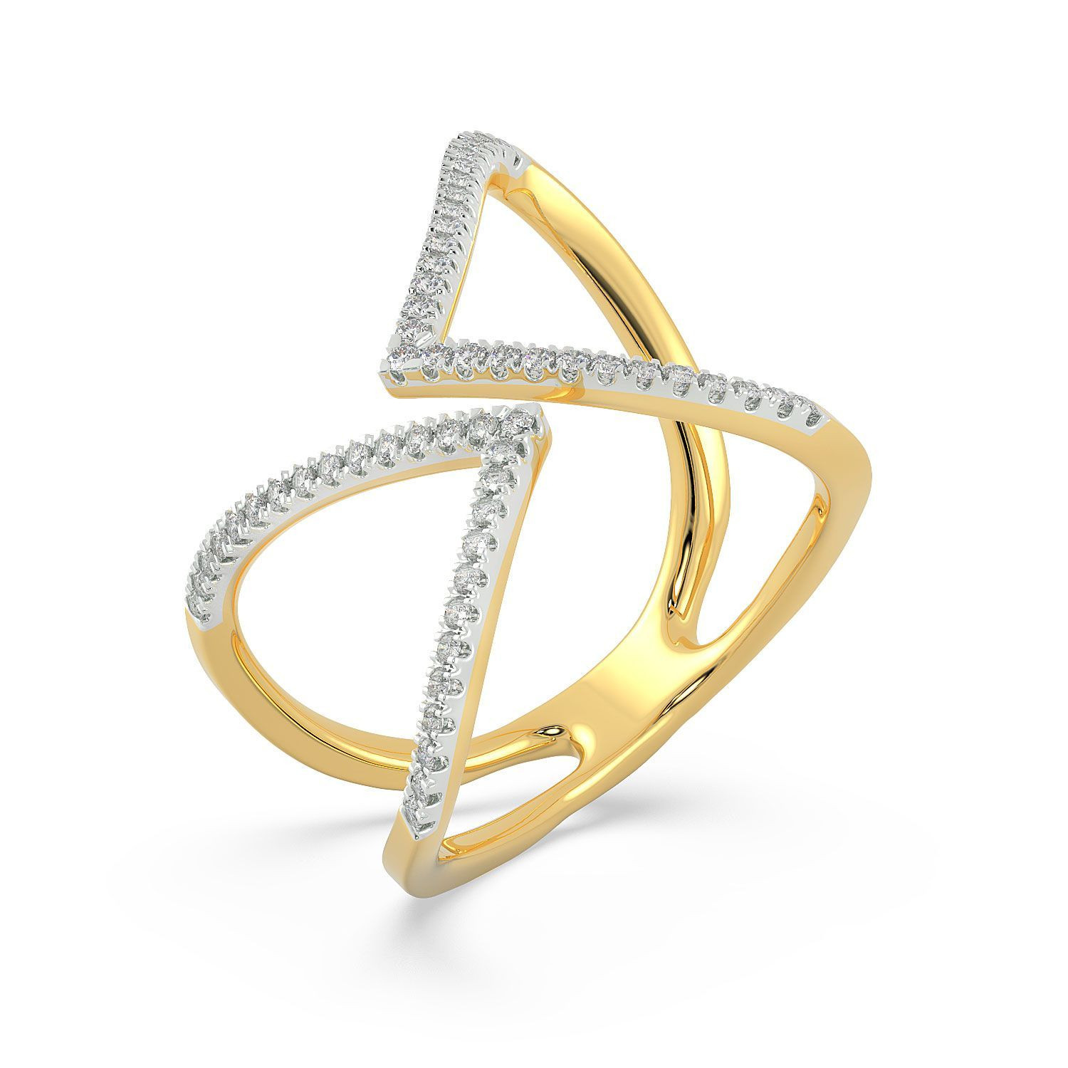 Mine Diamond Studded Gold Broad Rings FRTND10181