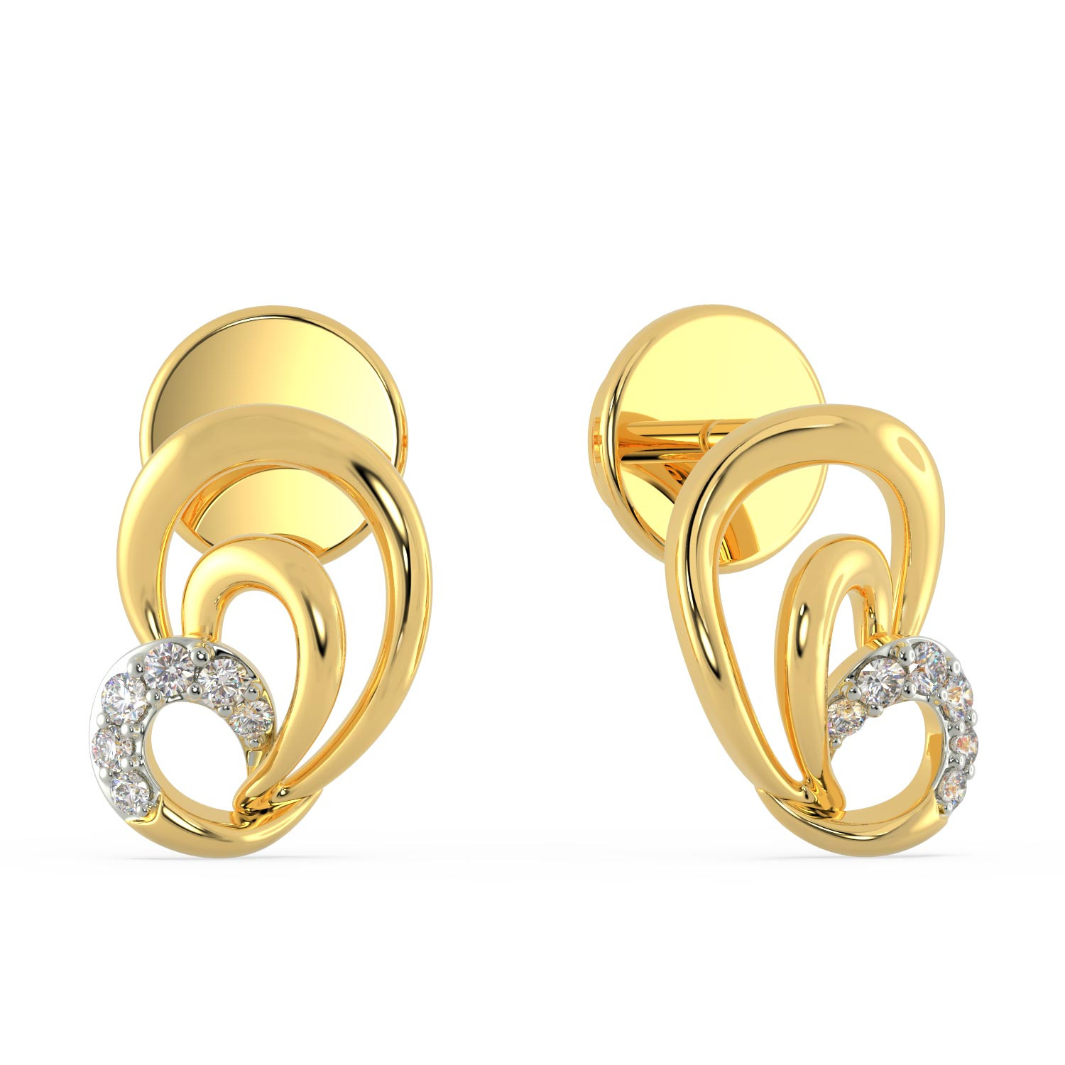Mine Diamond Studded Studs Gold Earring KEJES390402