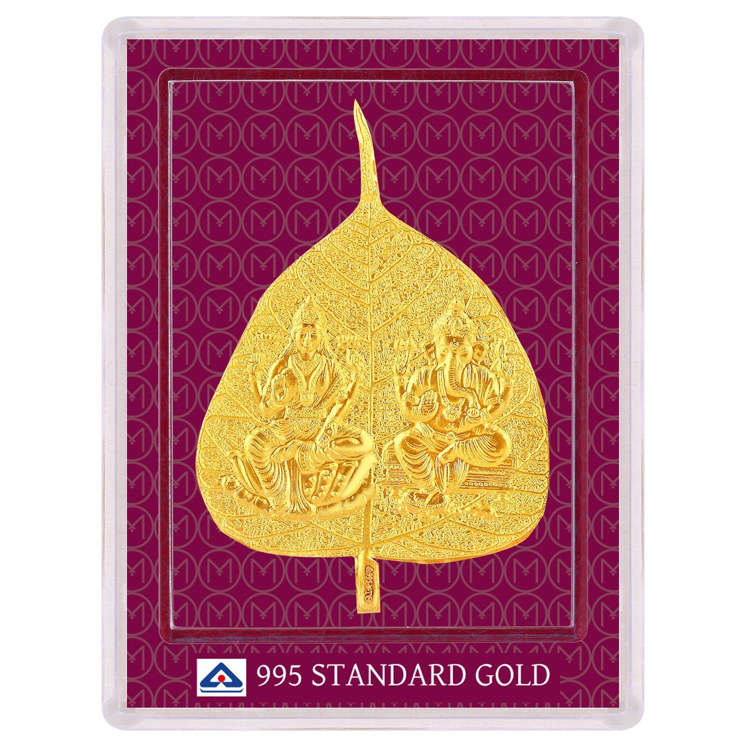 Malabar Gold Designer Coin 995 Purity Ganapati and Laxmi Leaf MGGLL995C