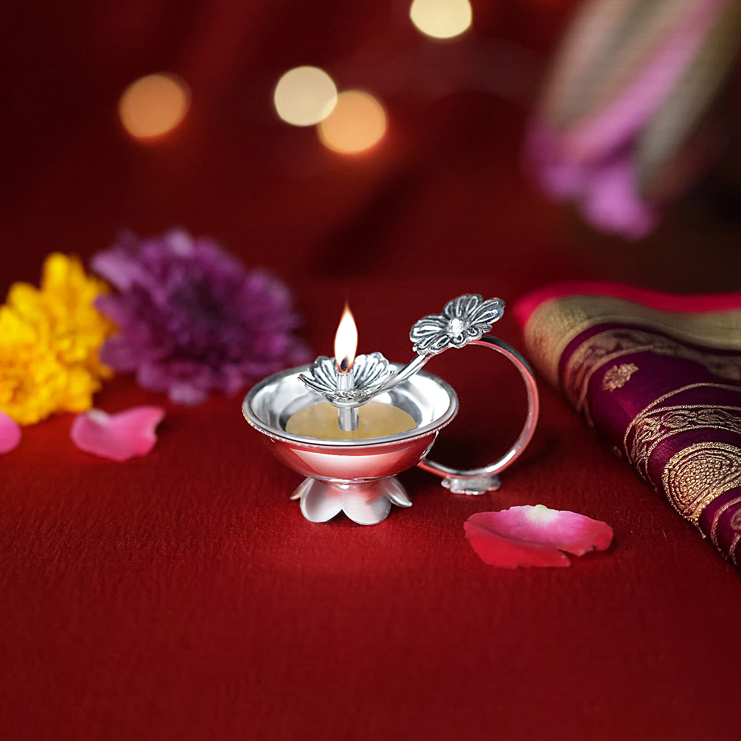 92.5 Purity Silver Leaf Diya MGSA92FD16