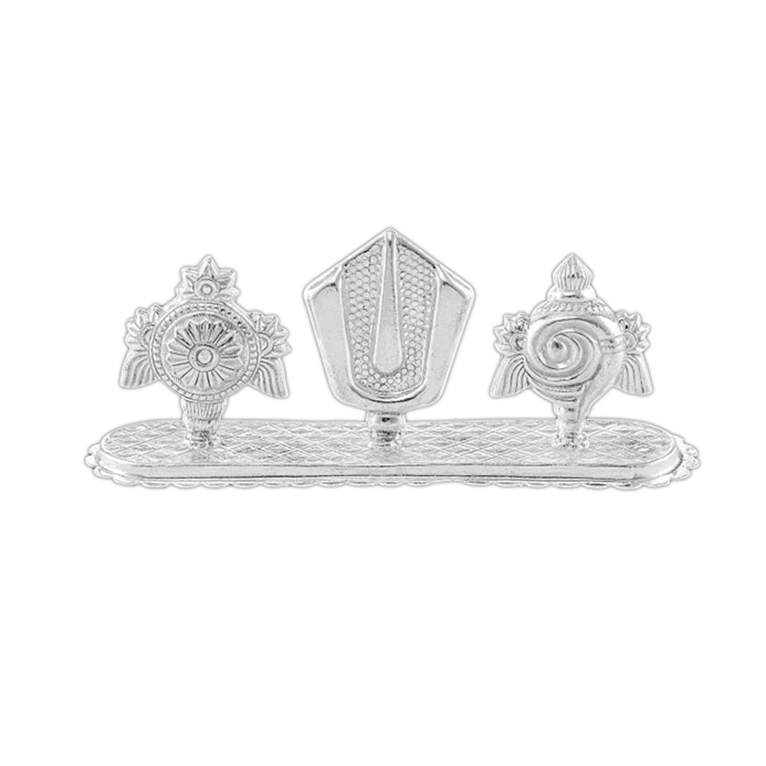 92.5 Purity Silver Shankh Chakra Tilak Agarbatti- Stand MGSA92OI29