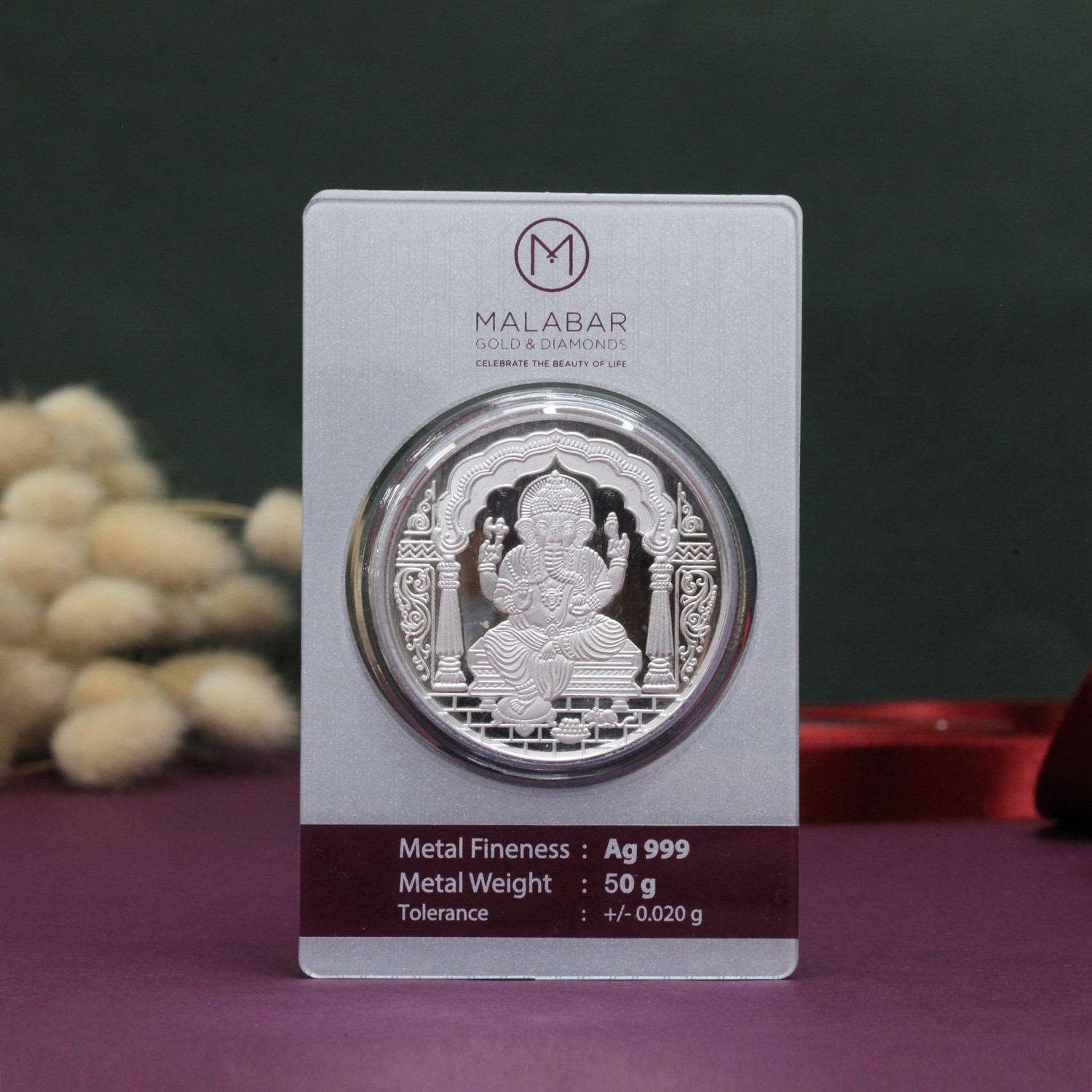 999 Purity 50 Grams Ganesh Silver Coin MSGAPL999P050G