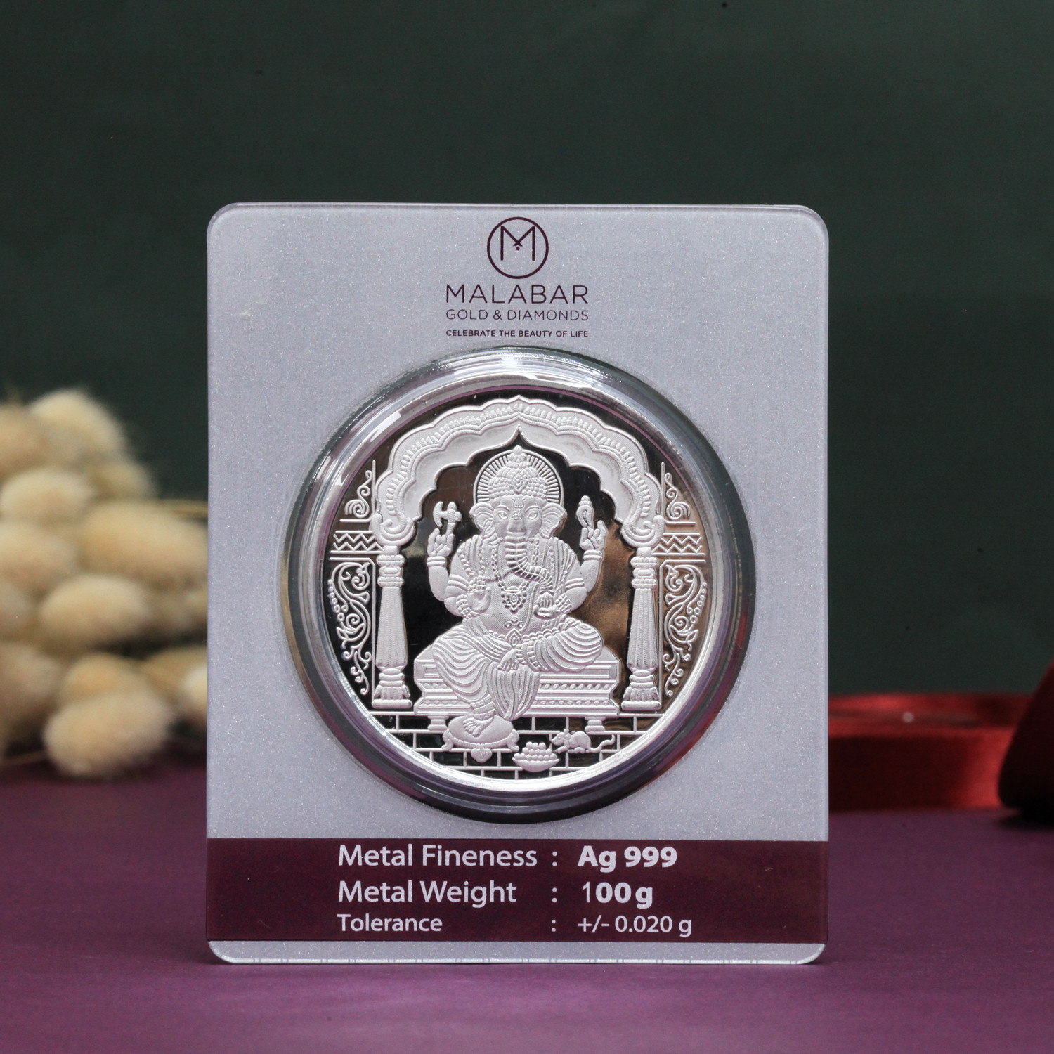 999 Purity 100 Grams Ganesh Silver Coin MSGAPL999P100G